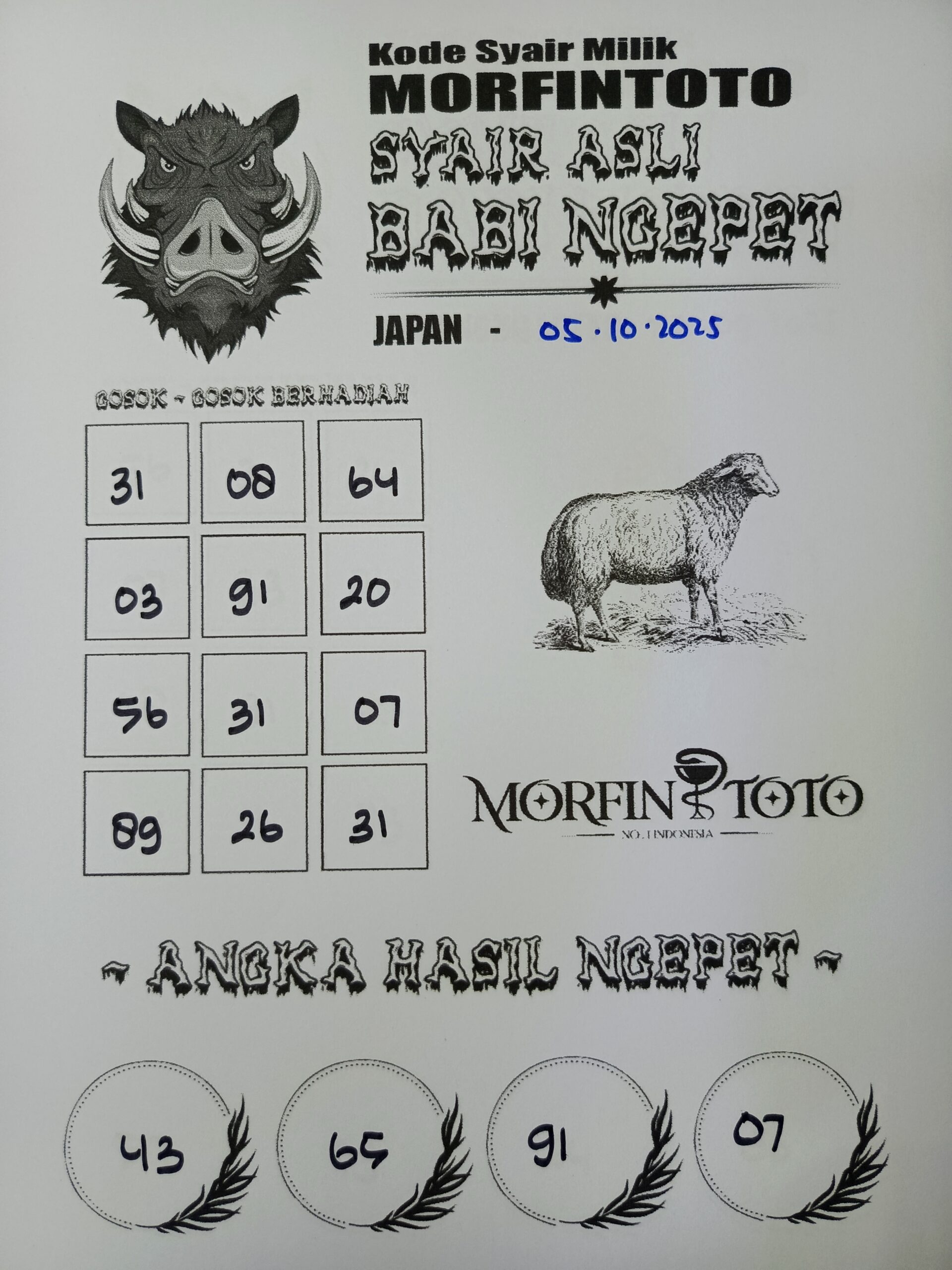 SYAIR TOGEL BABI NGEPET JAPAN  05 OKTOBER 2025