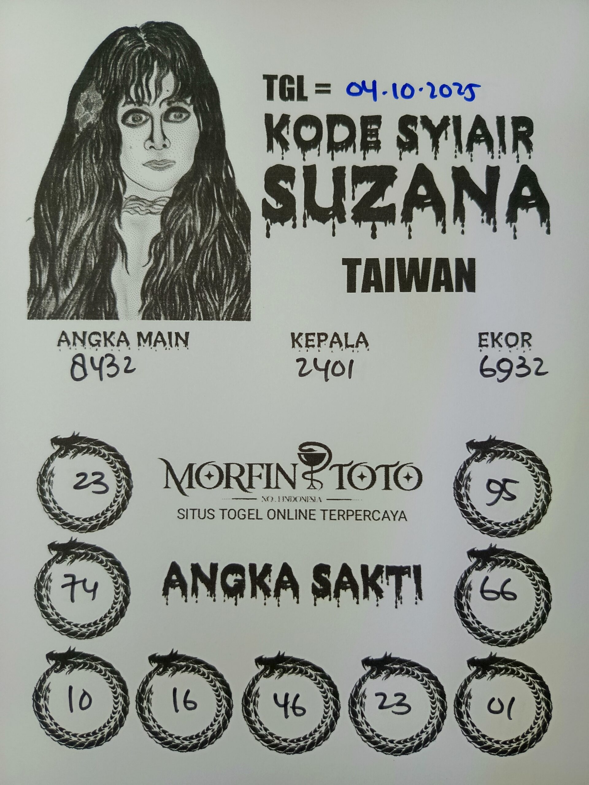 SYAIR TOGEL SUZANA  TAIWAN 04 OKTOBER 2025