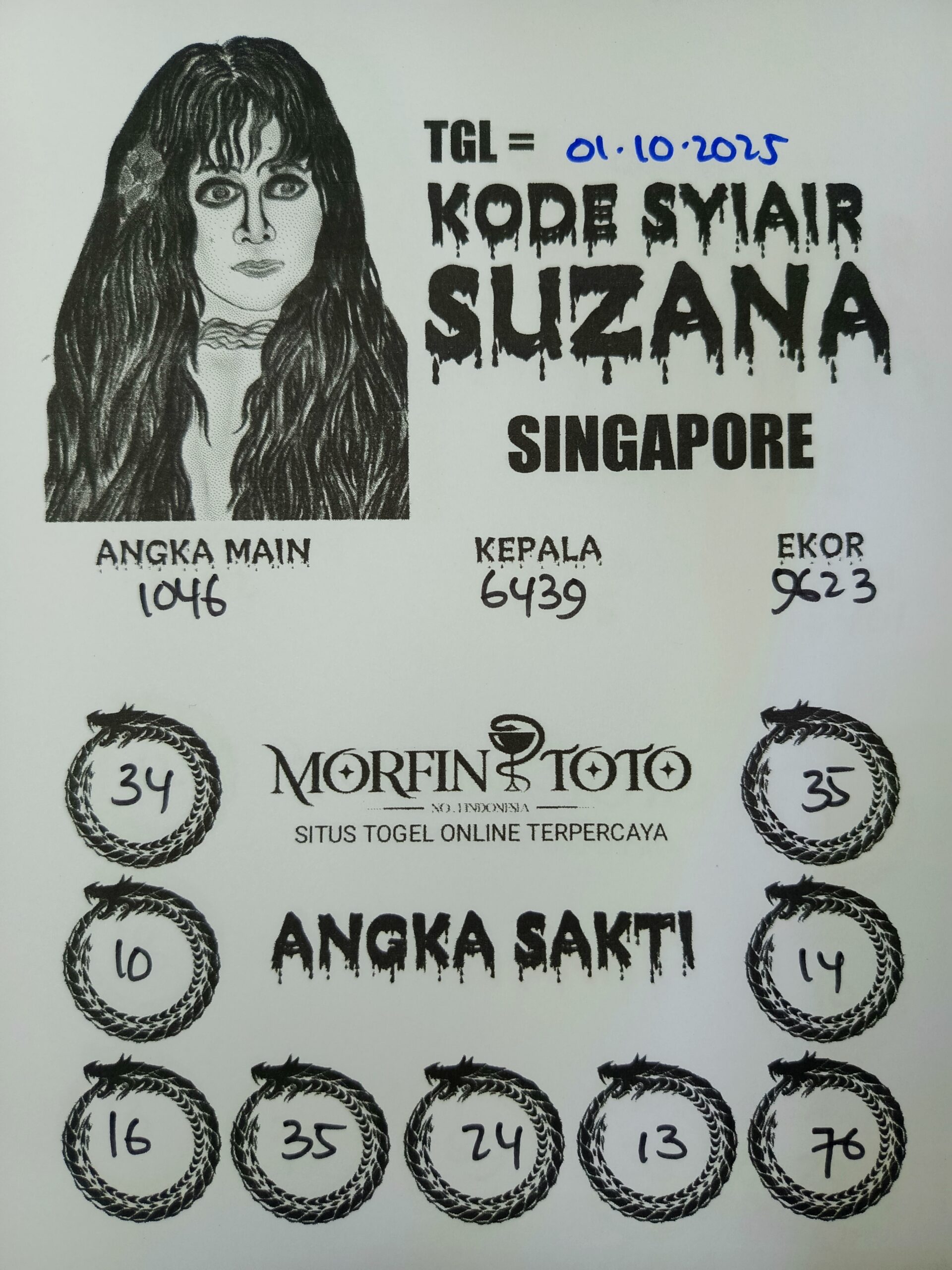 SYAIR TOGEL SUZANA SINGAPORE 01 OKTOBER 2025