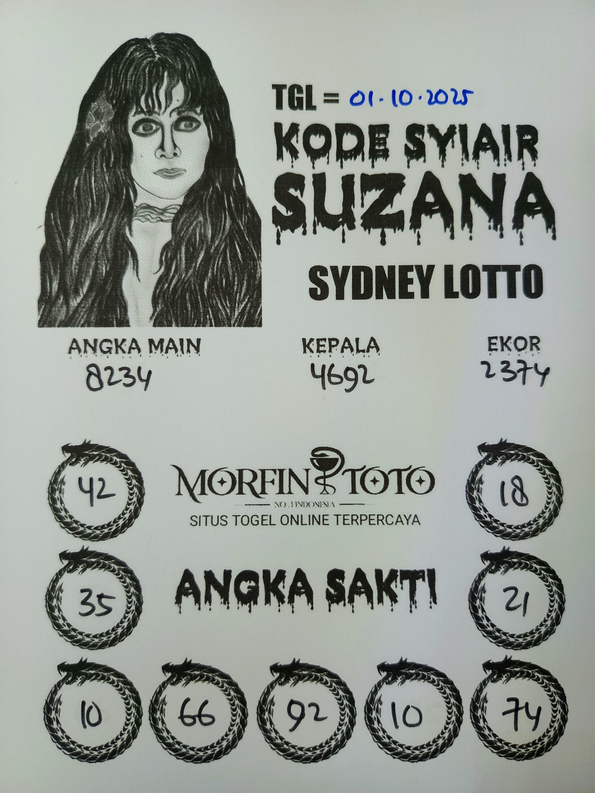 SYAIR TOGEL SUZANA  SYDNEY LOTTO 01 OKTOBER 2025
