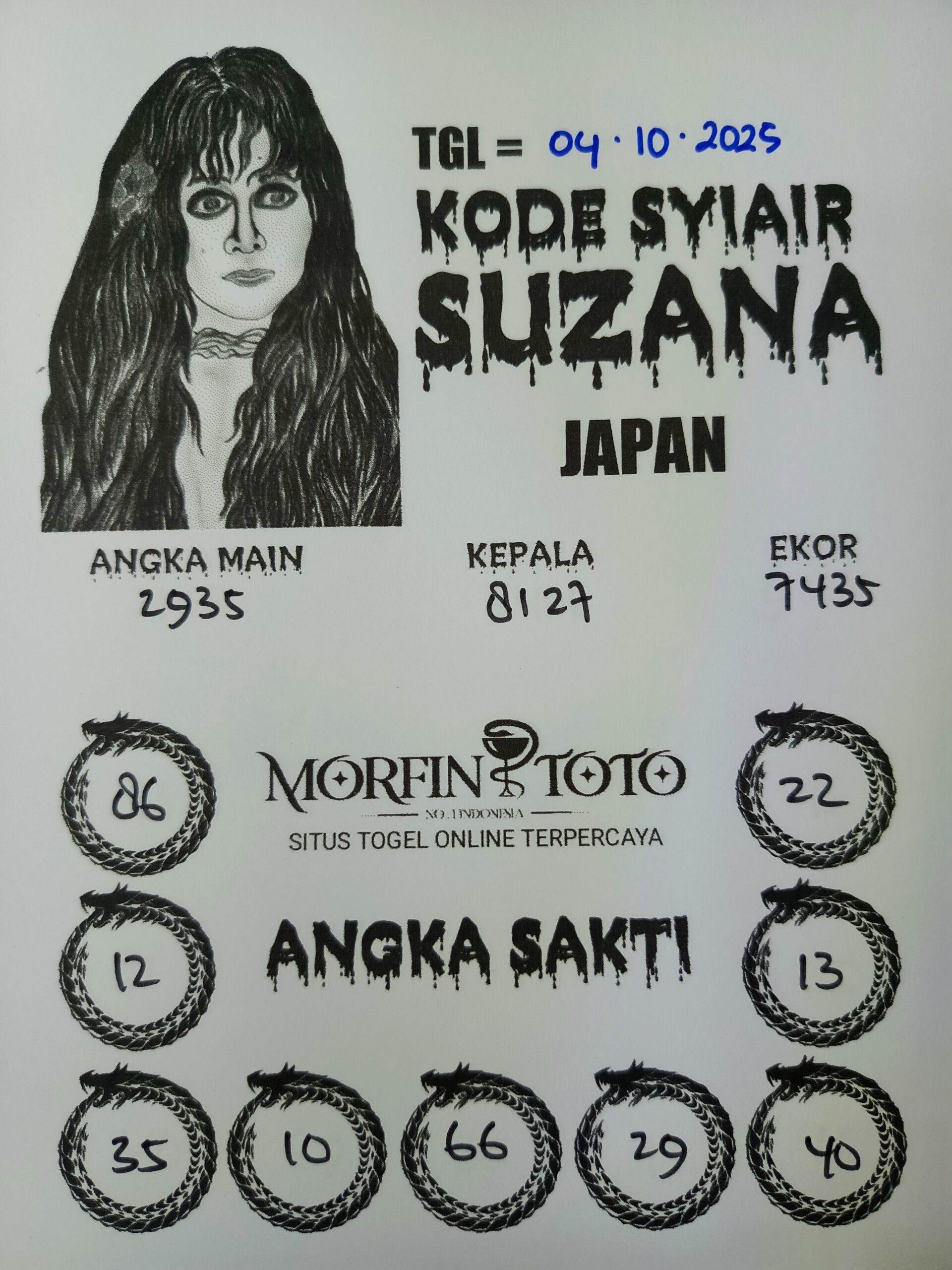 SYAIR TOGEL SUZANA  JAPAN  04 OKTOBER 2045