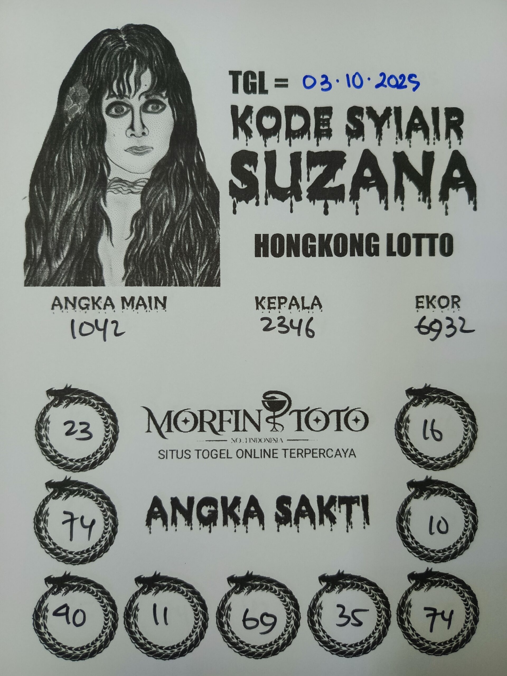 SYAIR TOGEL SUZANA  HONGKONG LOTTO 03 OKTOBER 2035