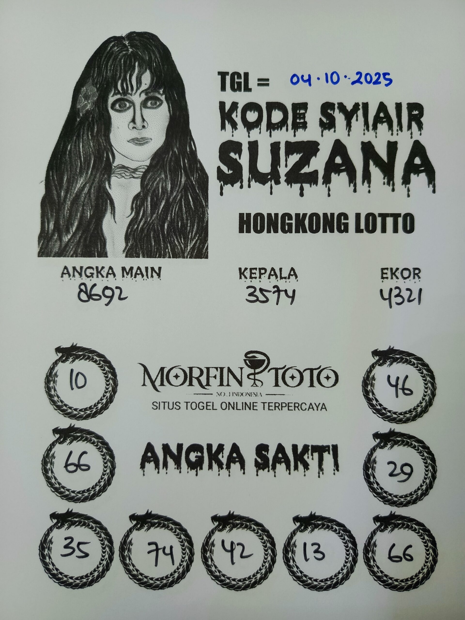 SYAIR TOGEL SUZANA  HONGKONG LOTTO 04 OKTOBER 2025