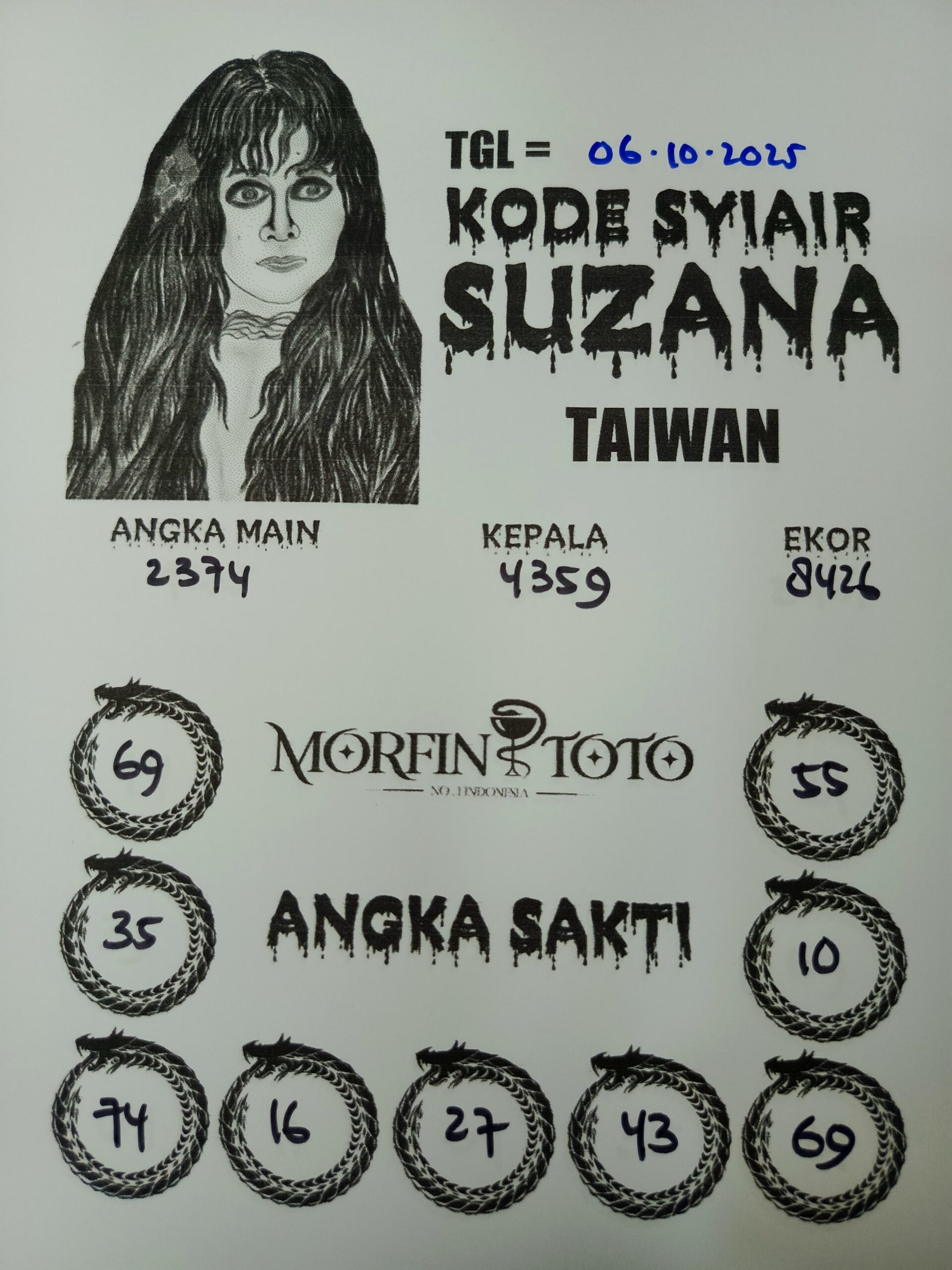 SYAIR TOGEL SUZANA  TAIWAN 06 OKTOBER 2025