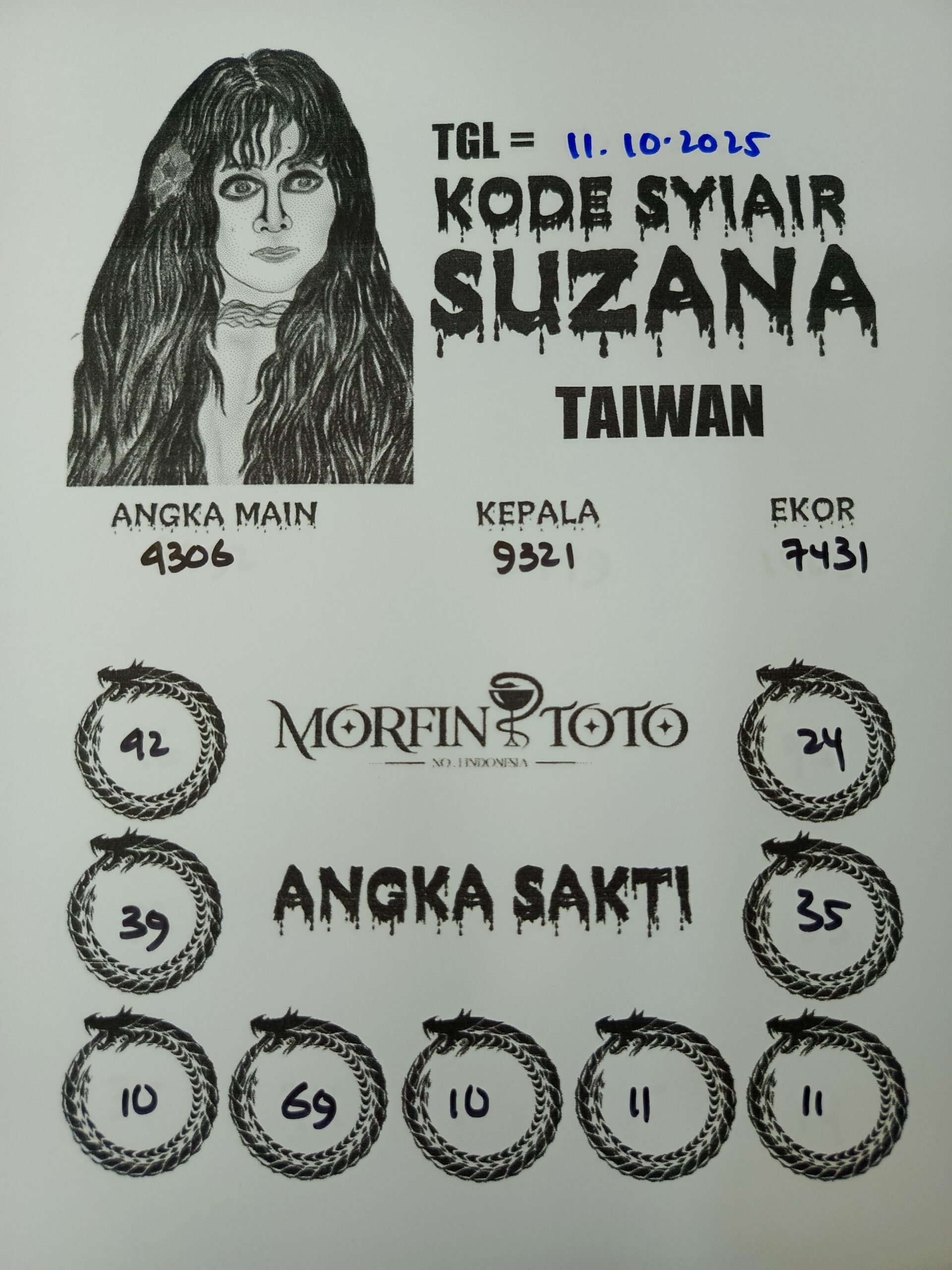 SYAIR TOGEL SUZANA  TAIWAN 11 OKTOBER 2025