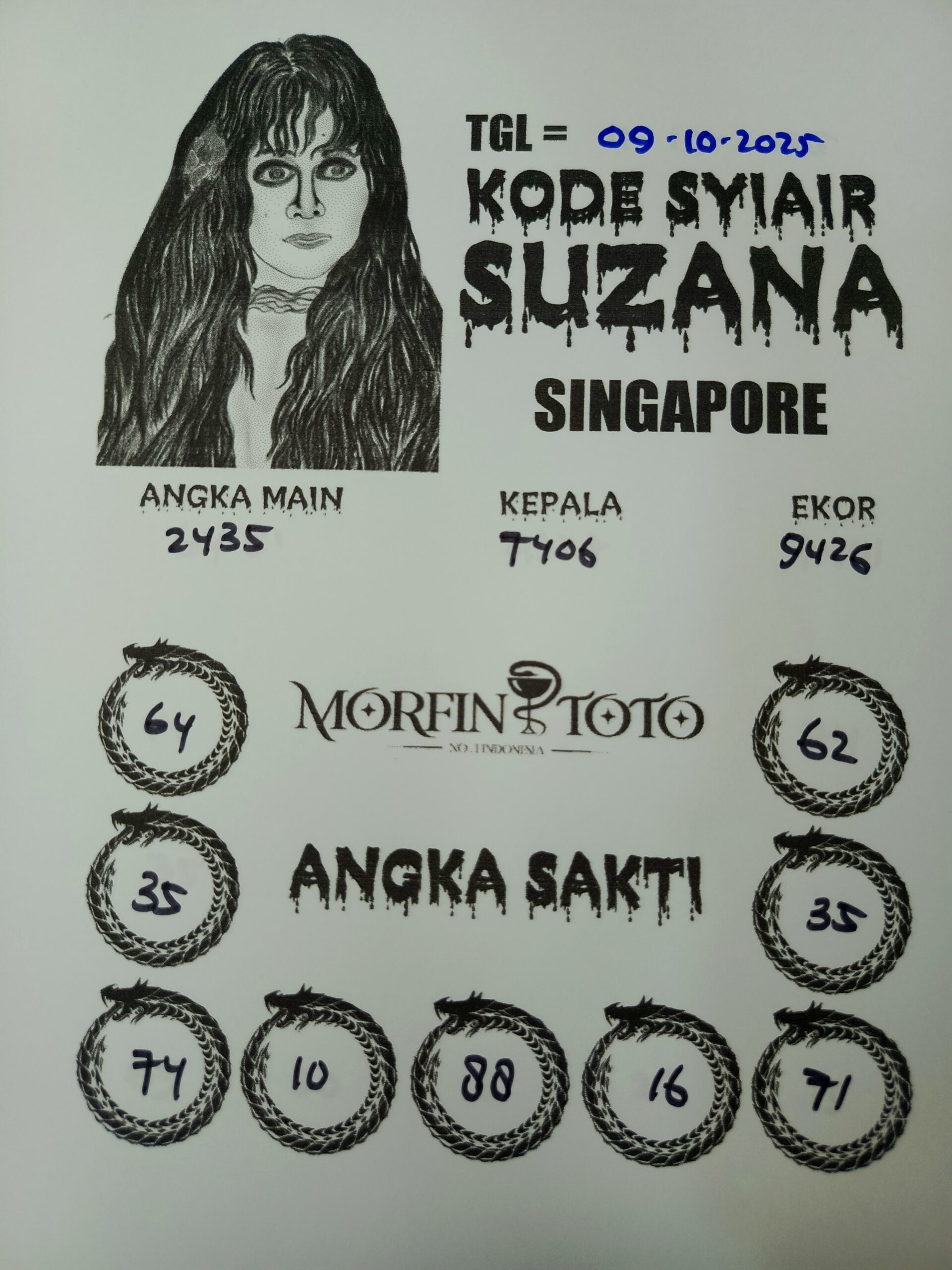 SYAIR TOGEL SUZANA SINGAPORE 09 OKTOBER 2025