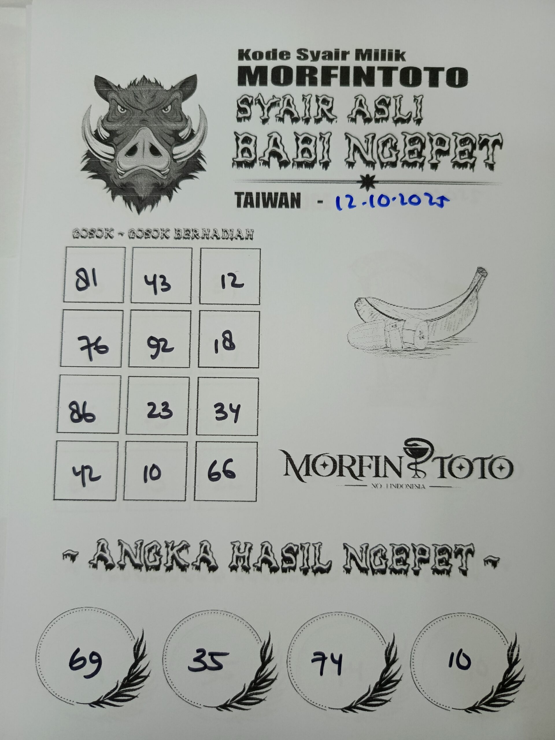 SYAIR TOGEL BABI NGEPET TAIWAN 12 OKTOBER 2025