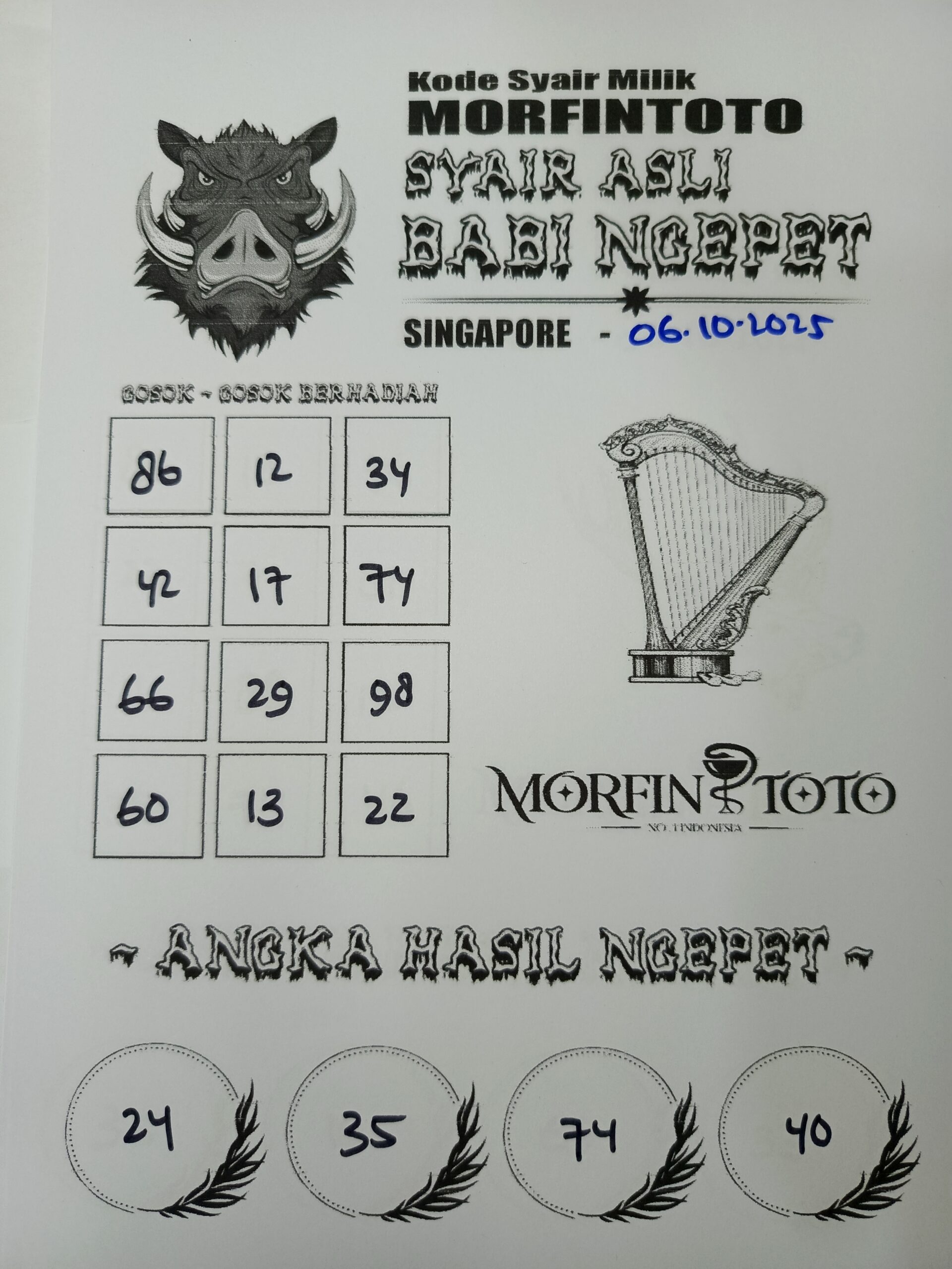 SYAIR TOGEL BABI NGEPET SINGAPORE 06 OKTOBER 2025