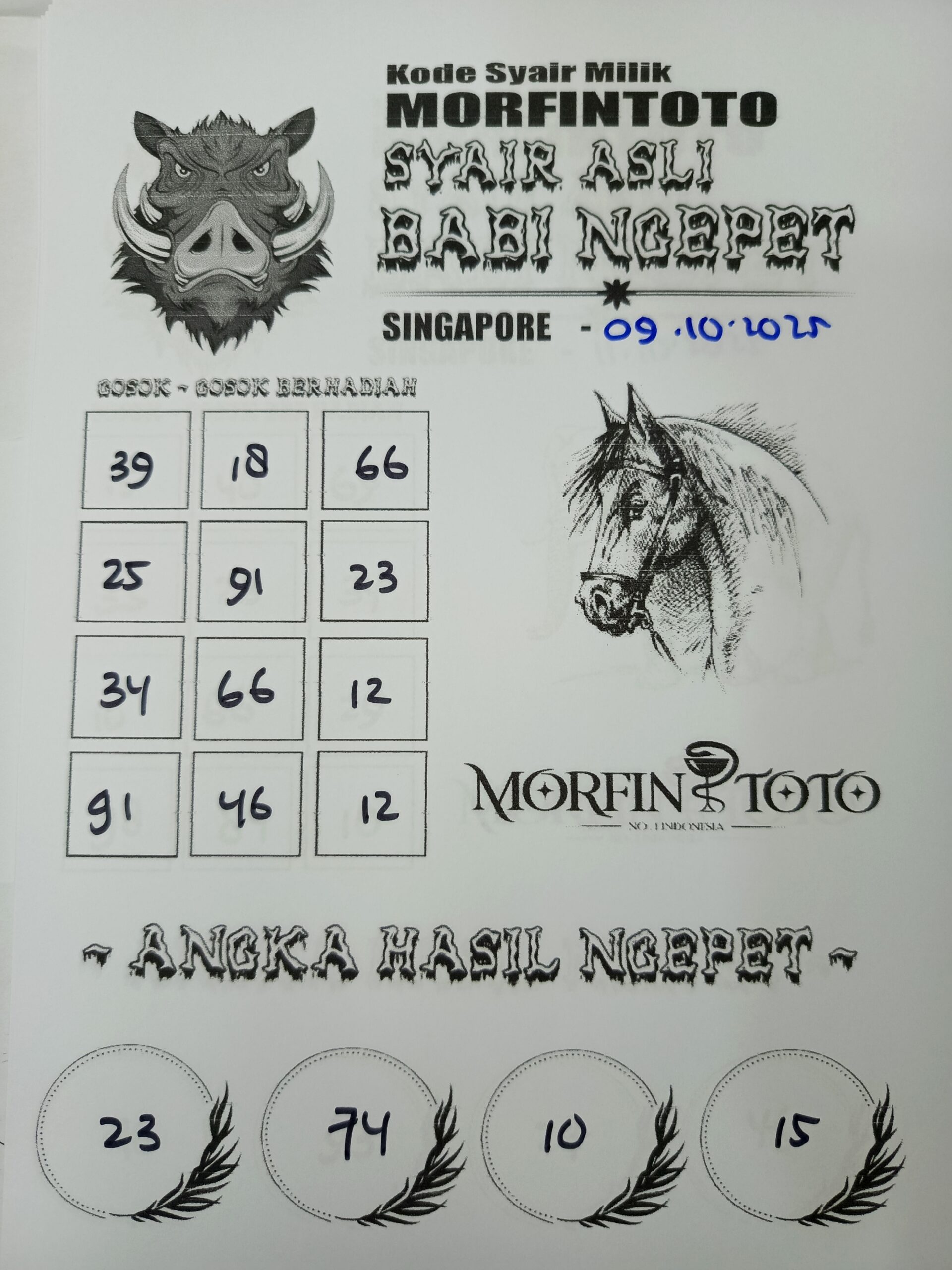 SYAIR TOGEL BABI NGEPET SINGAPORE 09 OKTOBER 2025