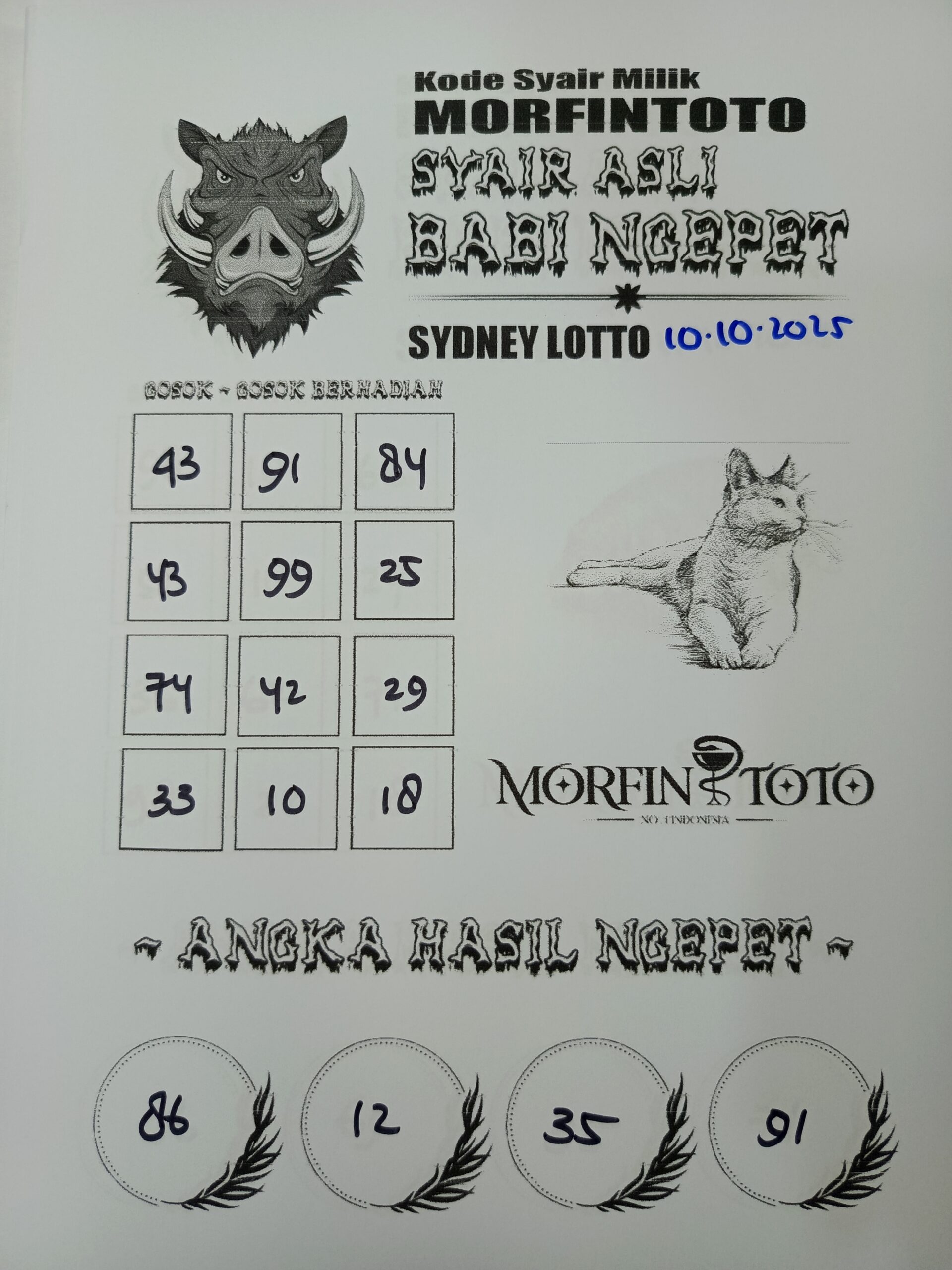 SYAIR TOGEL BABI NGEPET SYDNEY LOTTO 10 OKTOBER 2025