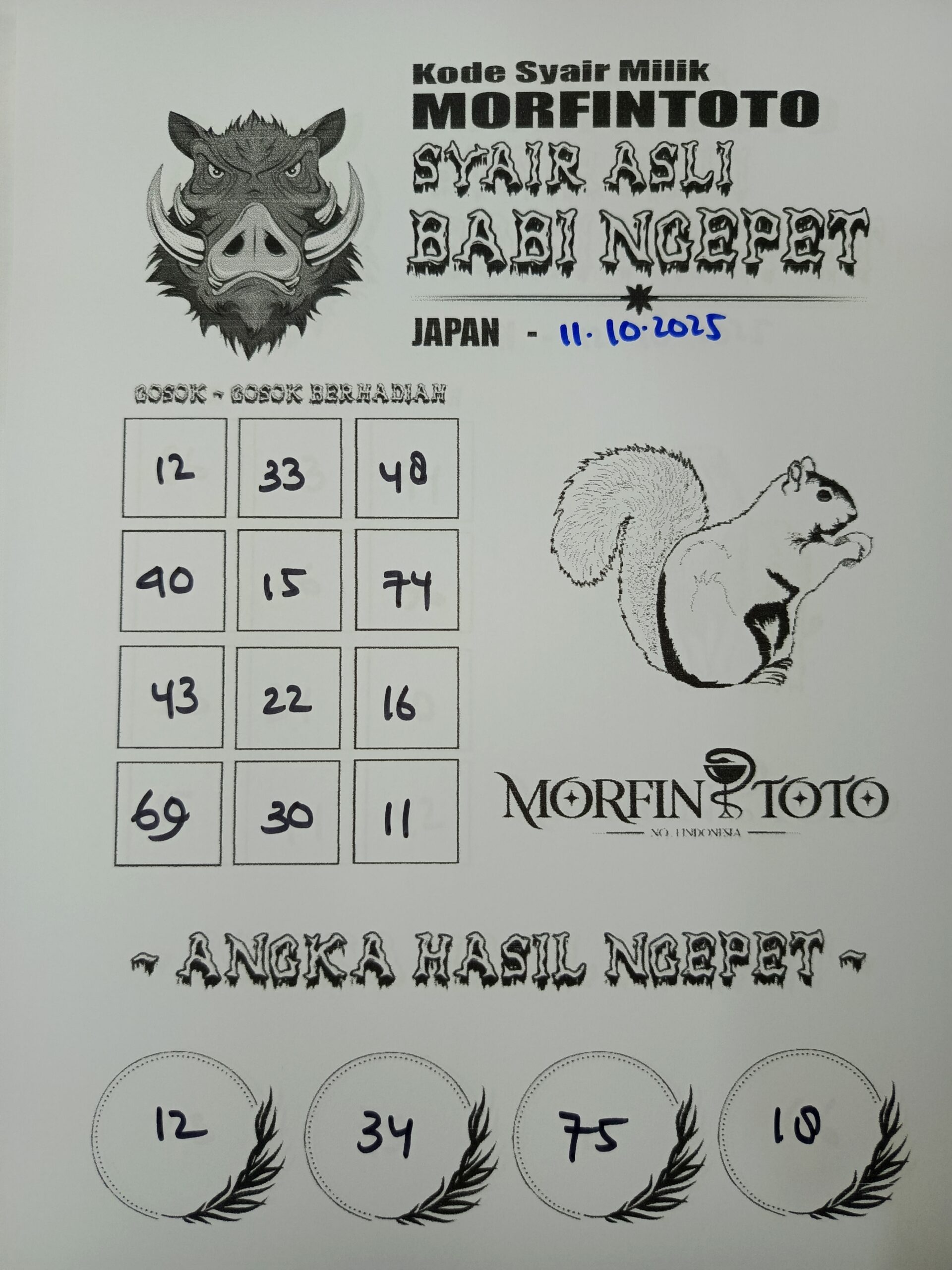 SYAIR TOGEL BABI NGEPET JAPAN  11 OKTOBER 2025