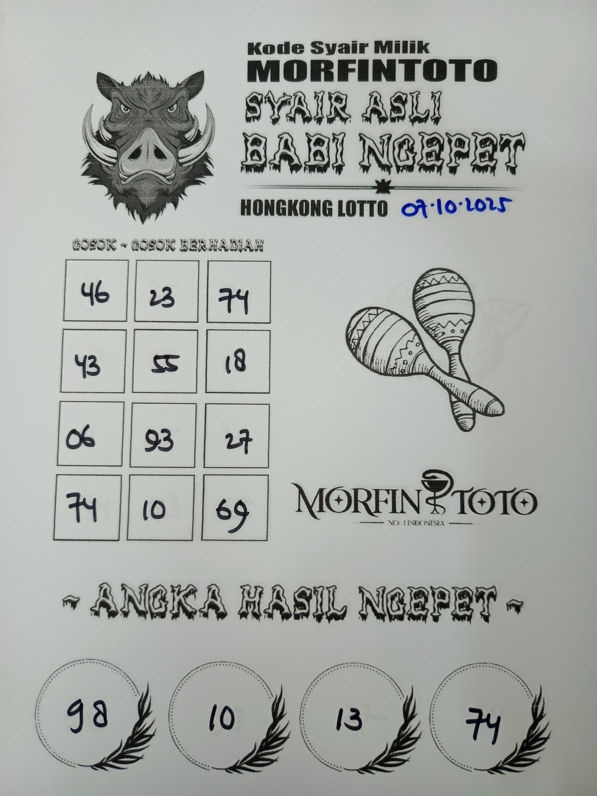 SYAIR TOGEL BABI NGEPET HONGKONG LOTTO 07 OKTOBER 2025