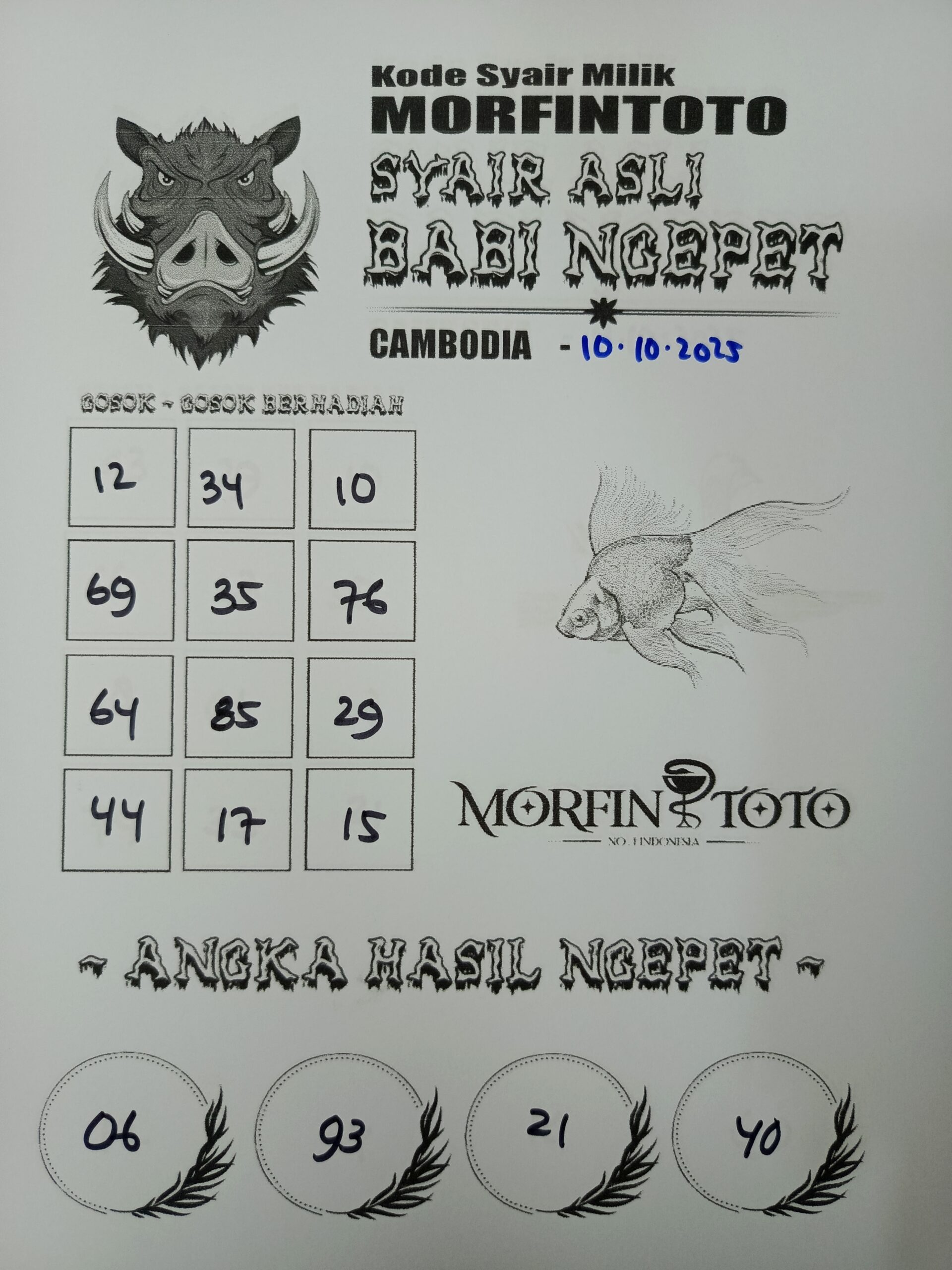 SYAIR TOGEL BABI NGEPET CAMBODIA 10 OKTOBER 2025