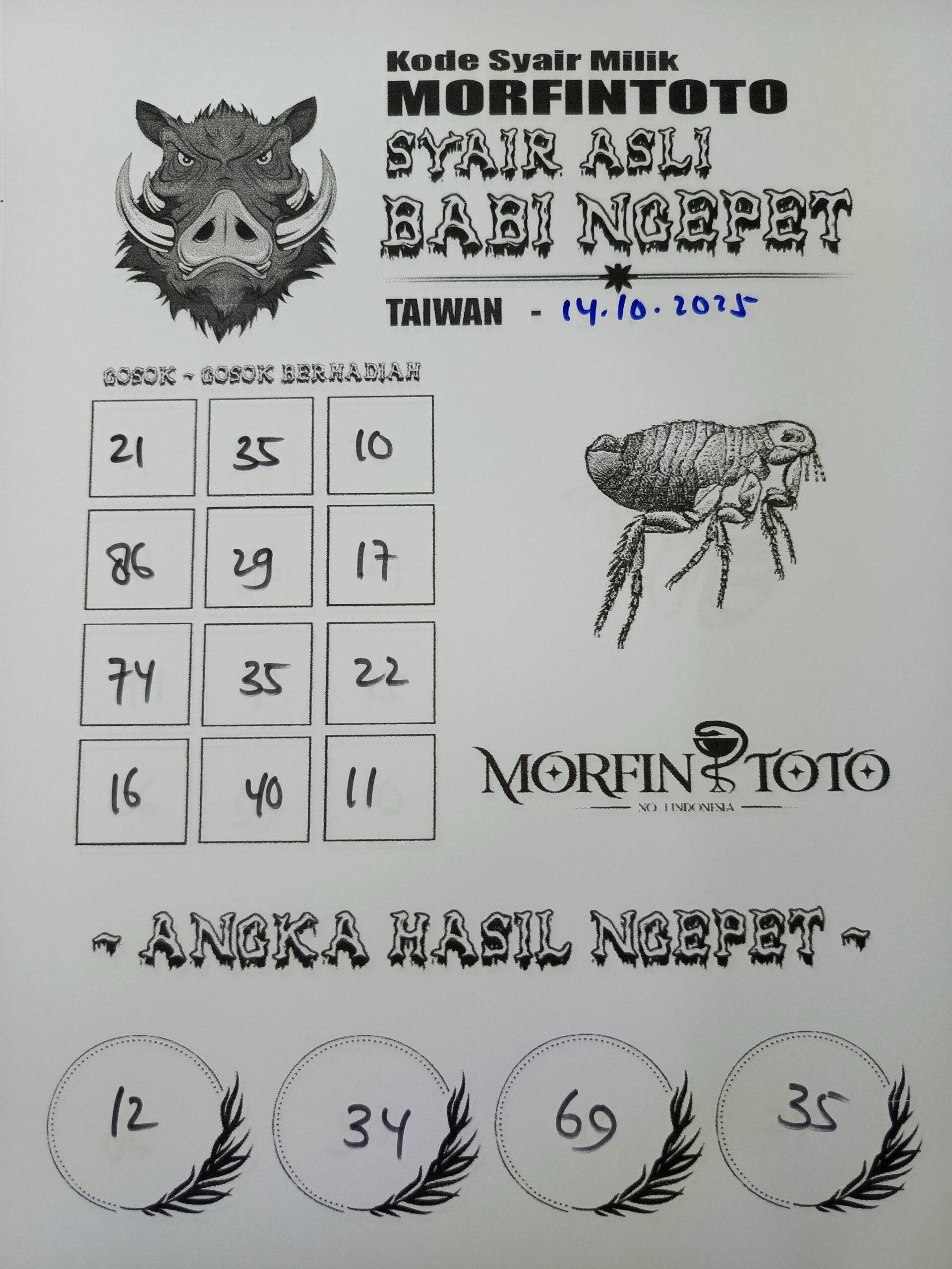 SYAIR TOGEL BABI NGEPET TAIWAN 14 OKTOBER 2025