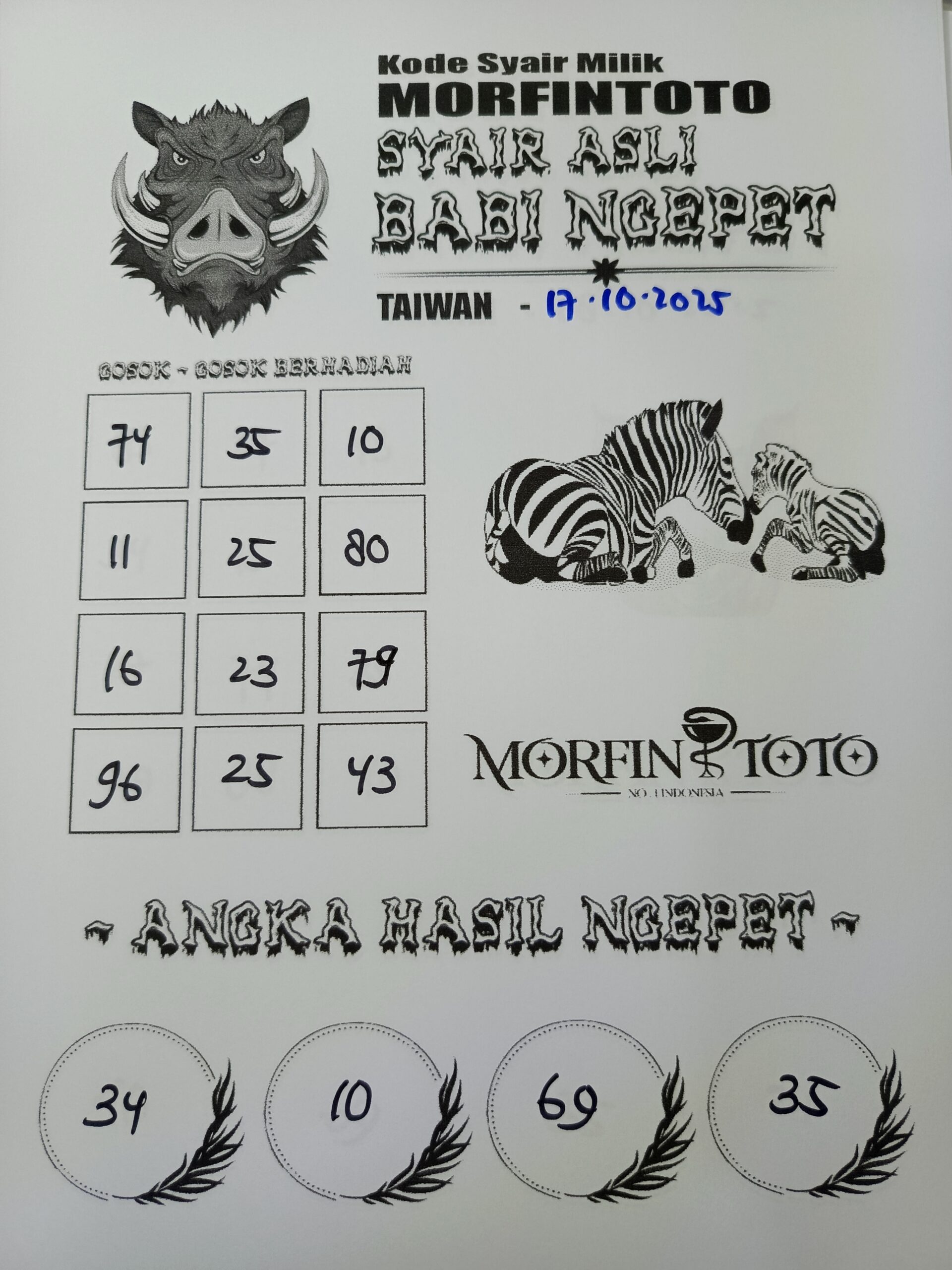 SYAIR TOGEL BABI NGEPET TAIWAN 17 OKTOBER 2025