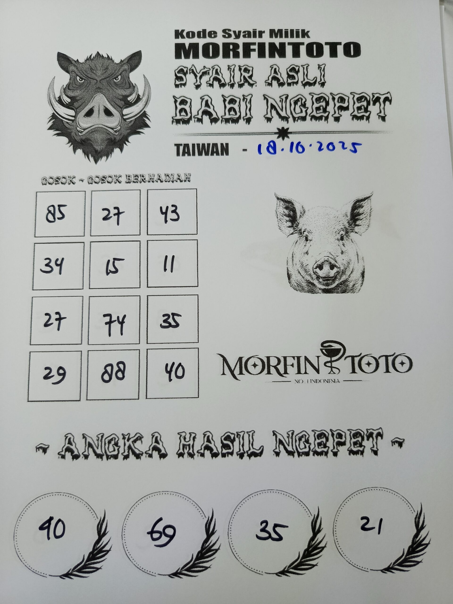 SYAIR TOGEL BABI NGEPET TAIWAN 18 OKTOBER 2025