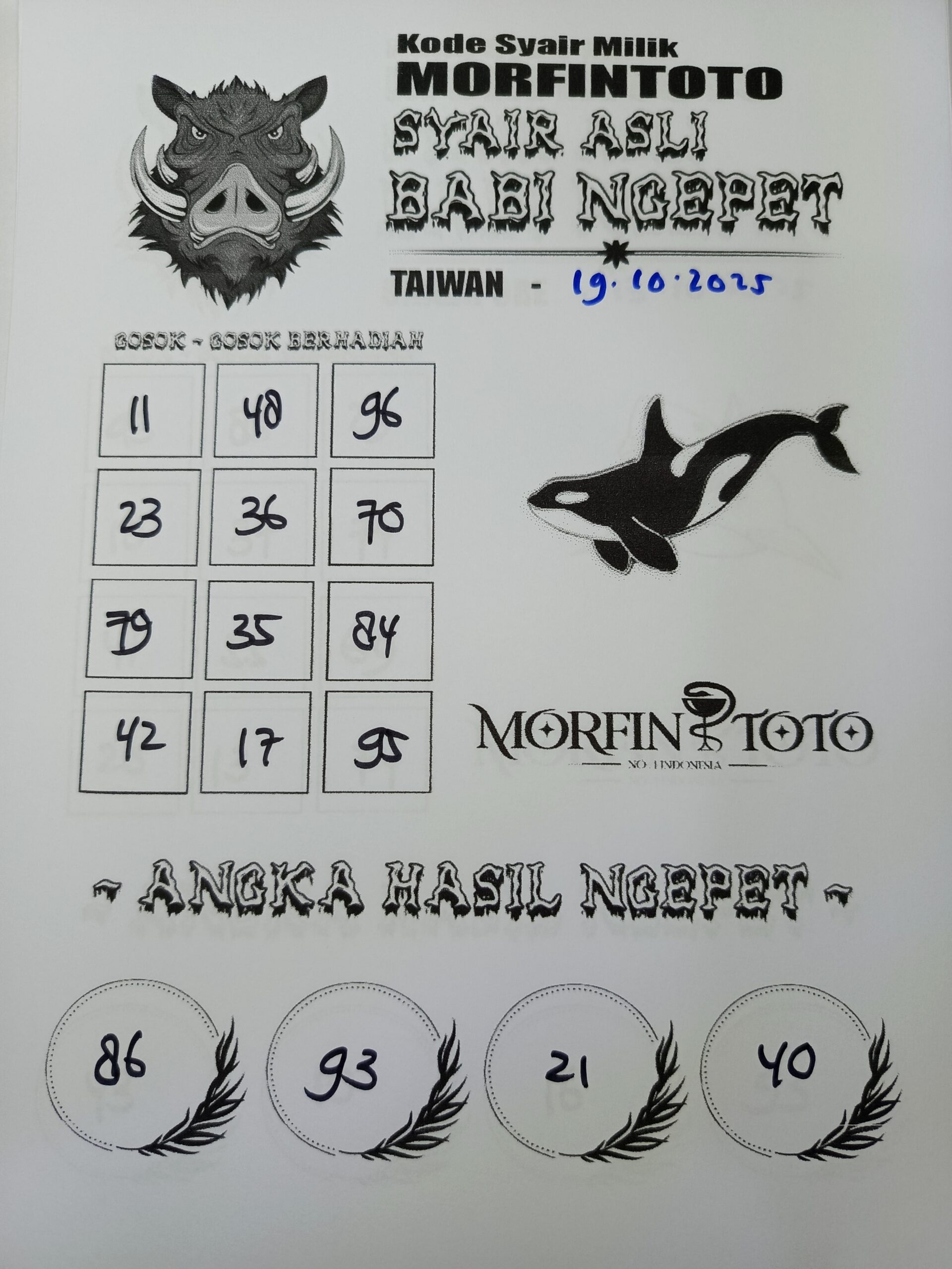 SYAIR TOGEL BABI NGEPET TAIWAN 19 OKTOBER 2025