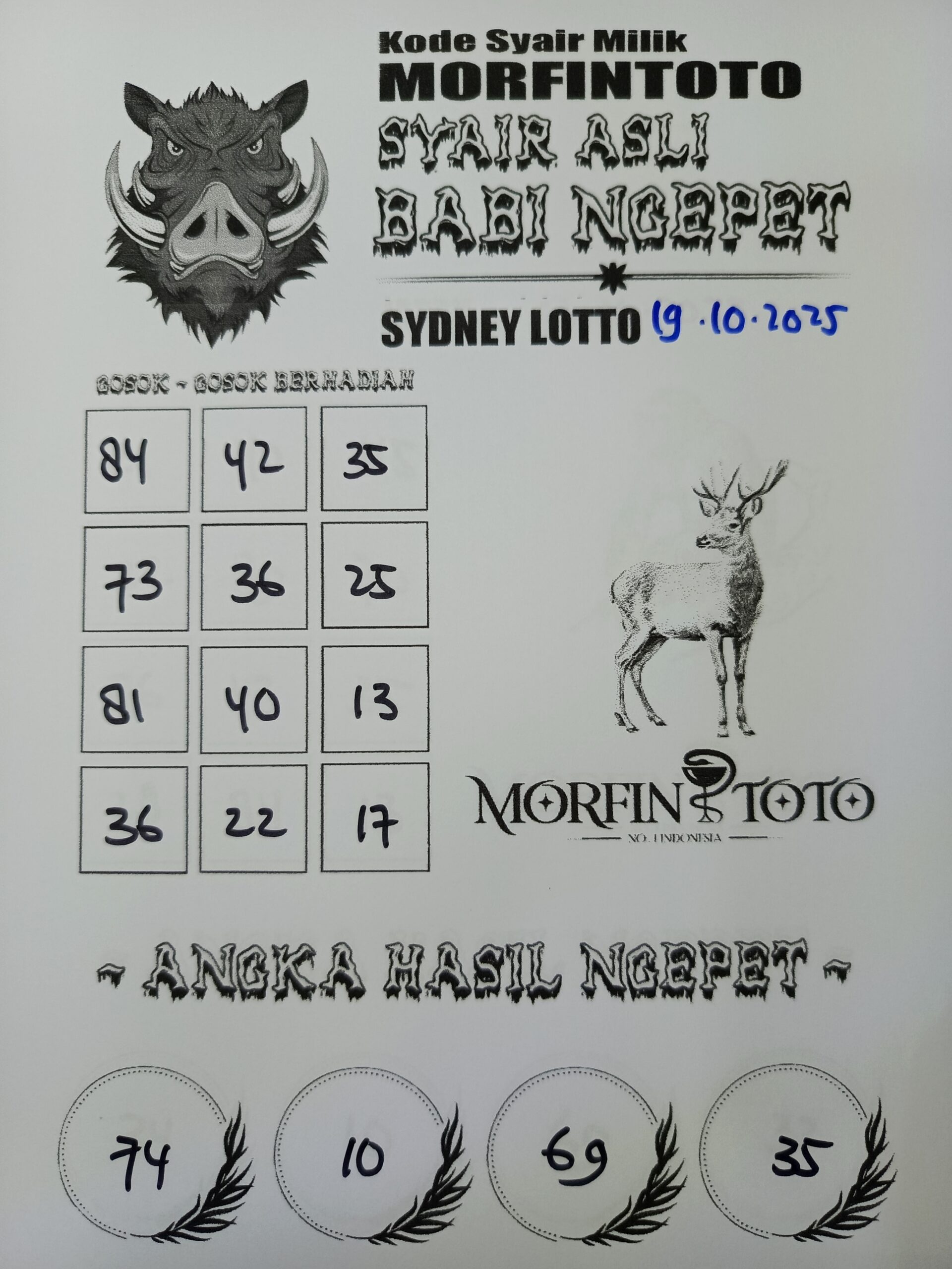SYAIR TOGEL BABI NGEPET SYDNEY LOTTO 19 OKTOBER 2025