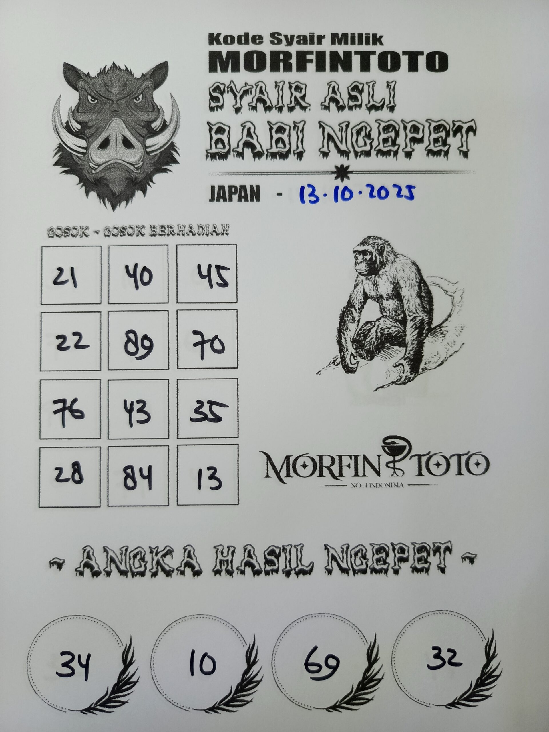 SYAIR TOGEL BABI NGEPET JAPAN  13 OKTOBER 2025
