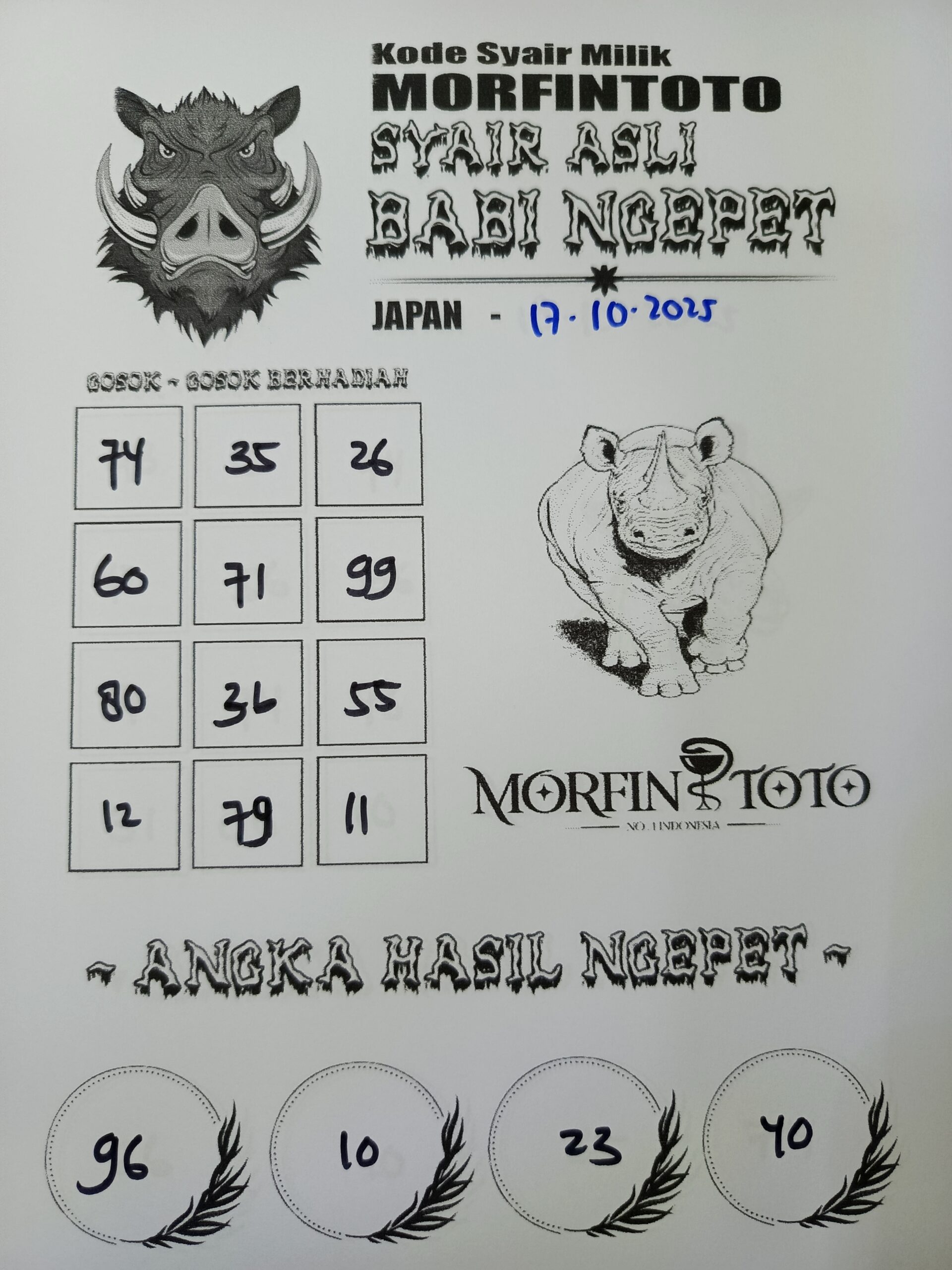 SYAIR TOGEL BABI NGEPET JAPAN  17 OKTOBER 2025