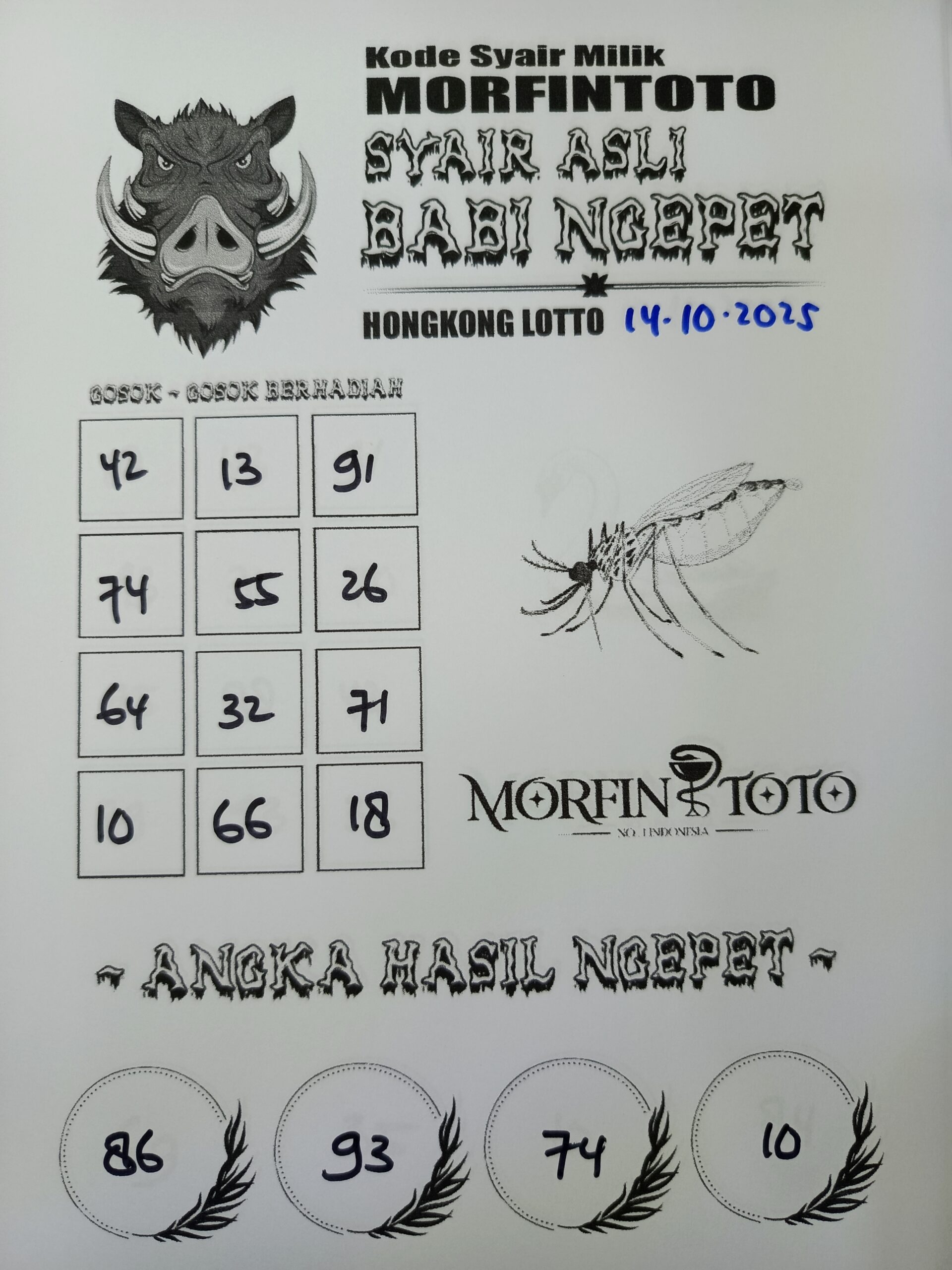 SYAIR TOGEL BABI NGEPET HONGKONG LOTTO 14 OKTOBER 2025