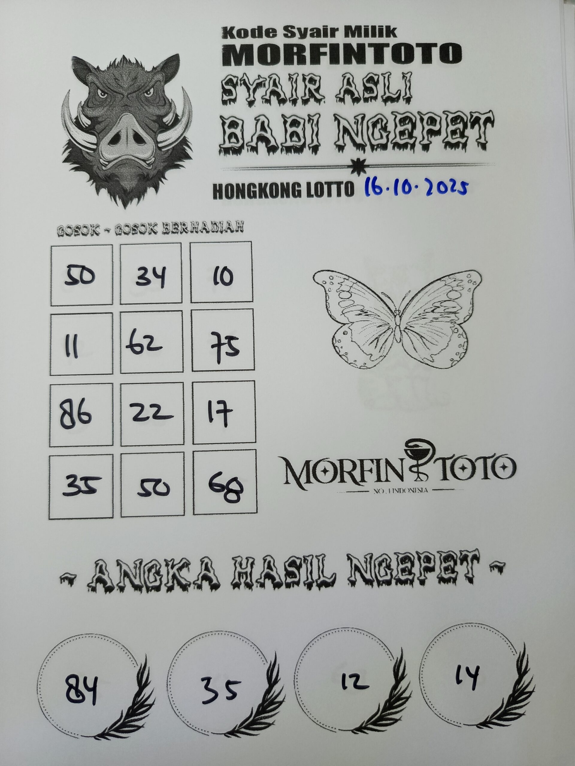 SYAIR TOGEL BABI NGEPET HONGKONG LOTTO 16 OKTOBER 2025