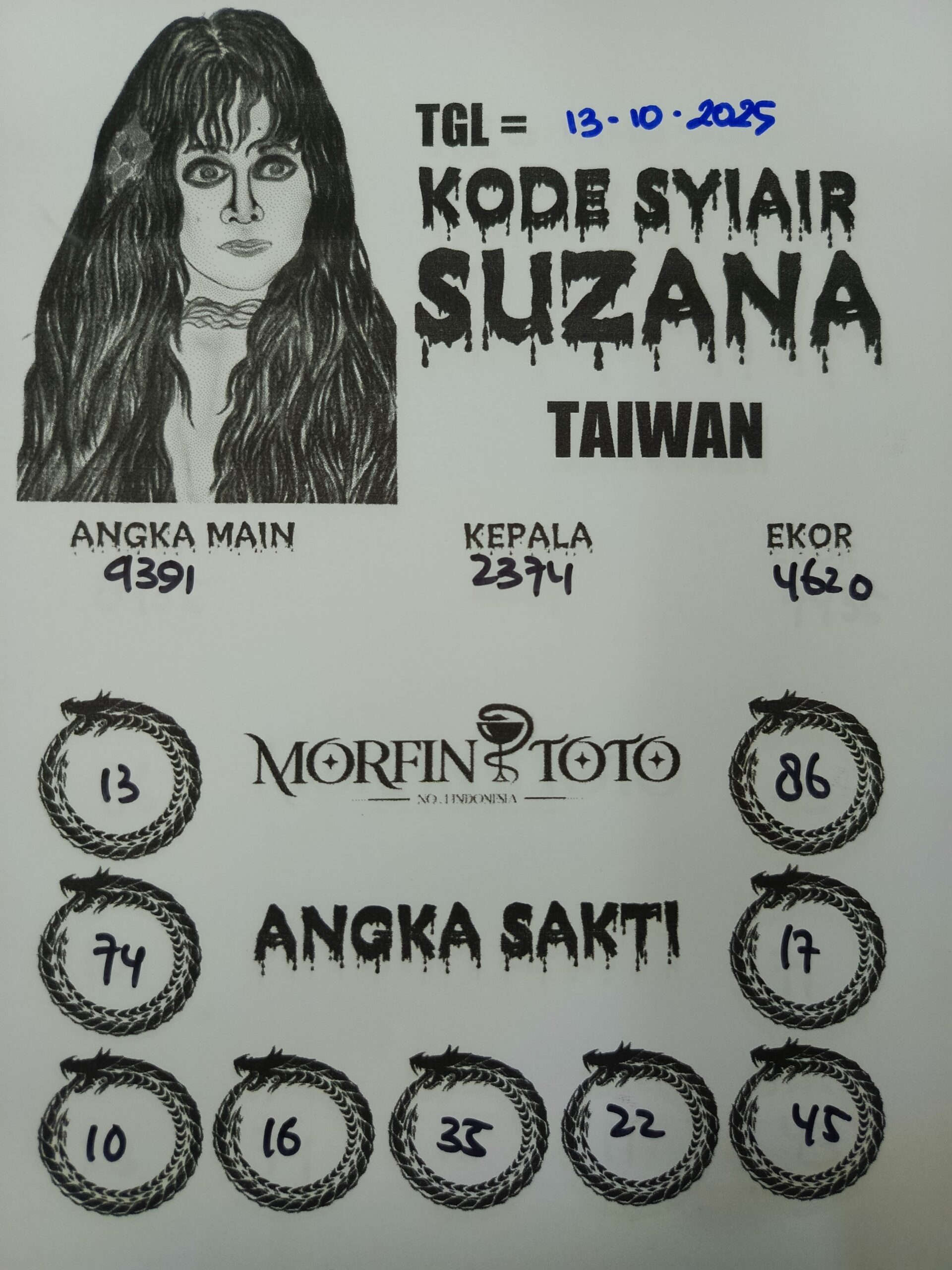 SYAIR TOGEL SUZANA  TAIWAN 13 OKTOBER 2025