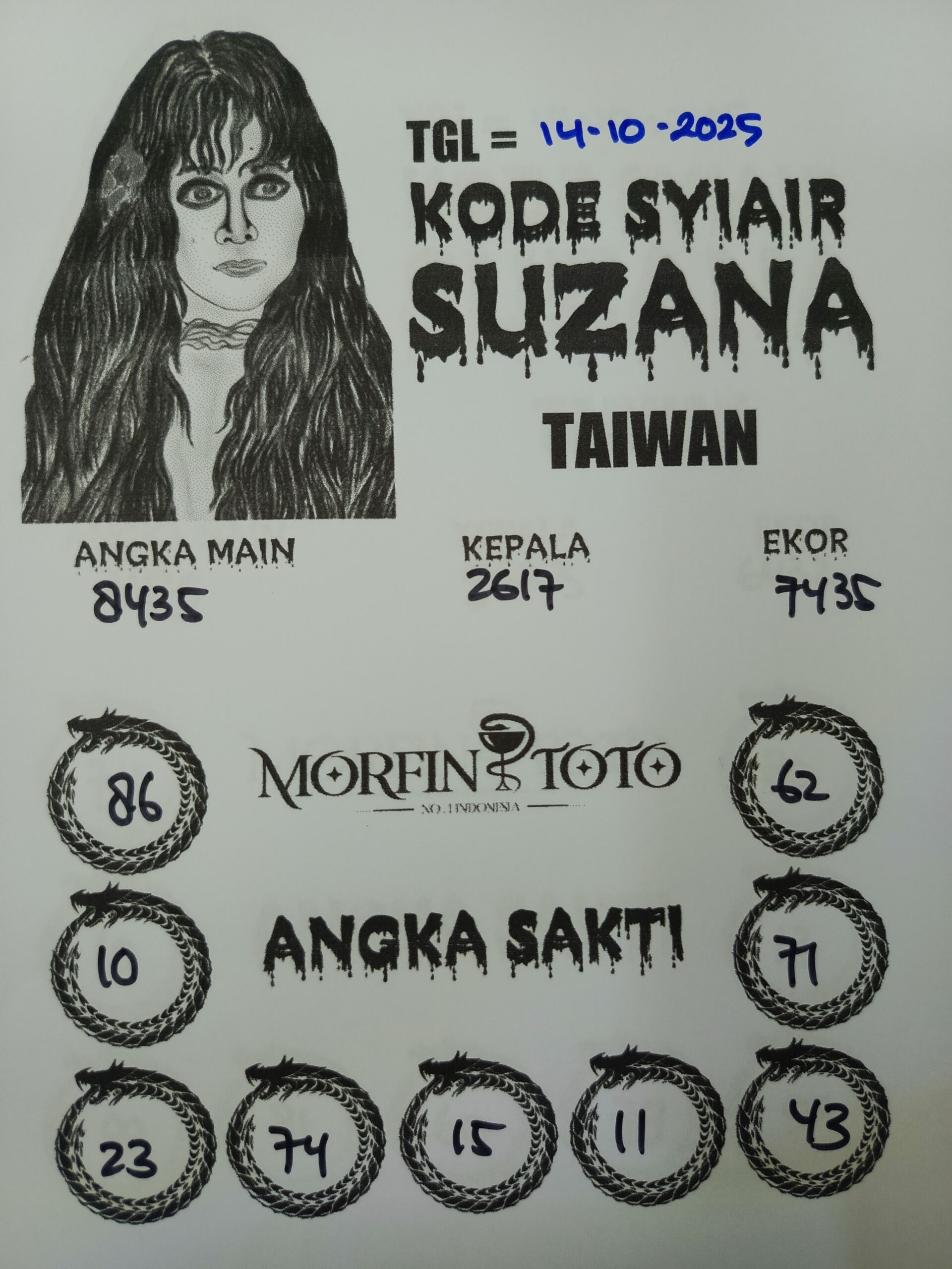SYAIR TOGEL SUZANA  TAIWAN 14 OKTOBER 2025