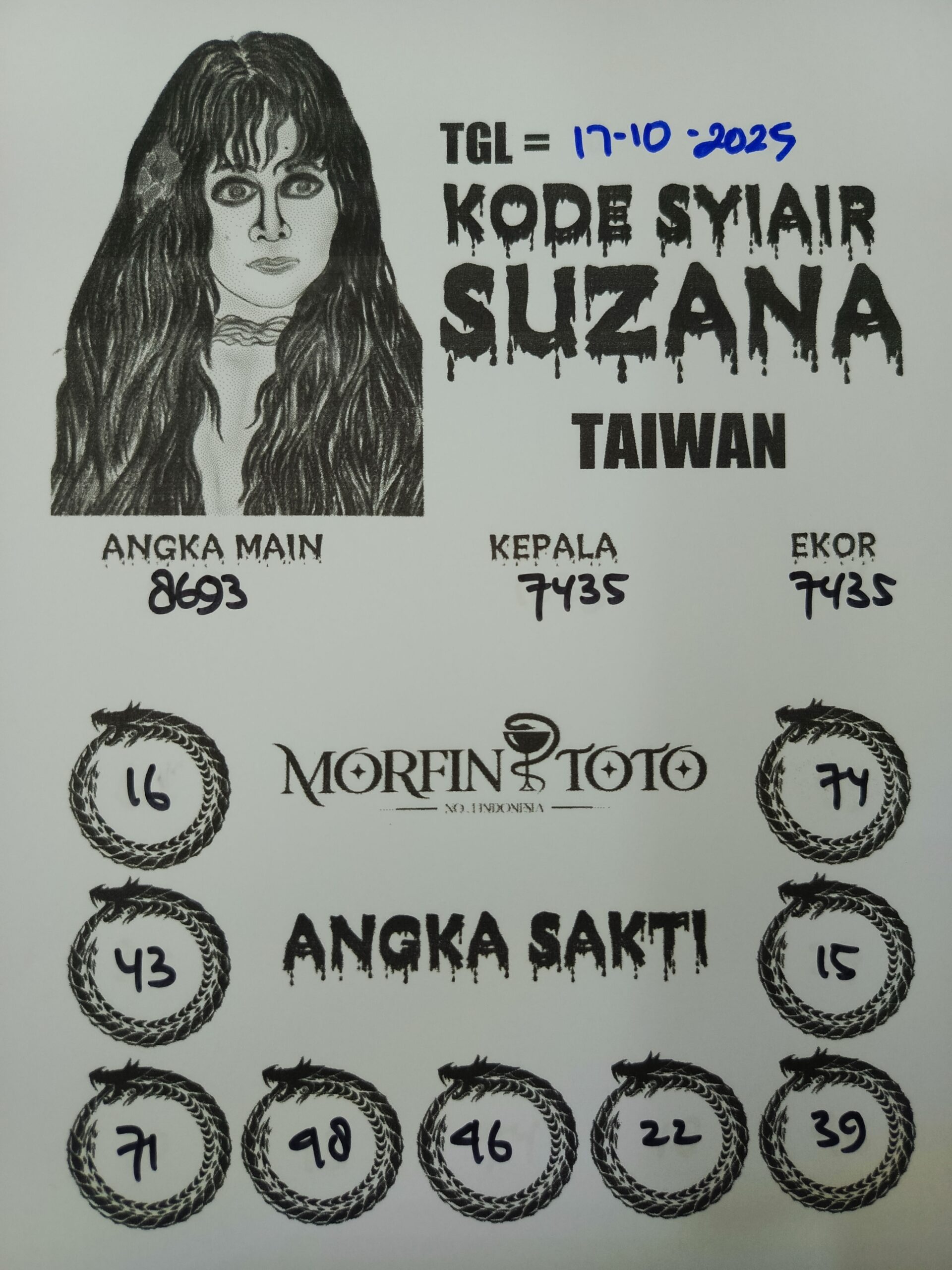 SYAIR TOGEL SUZANA  TAIWAN 17 OKTOBER 2025