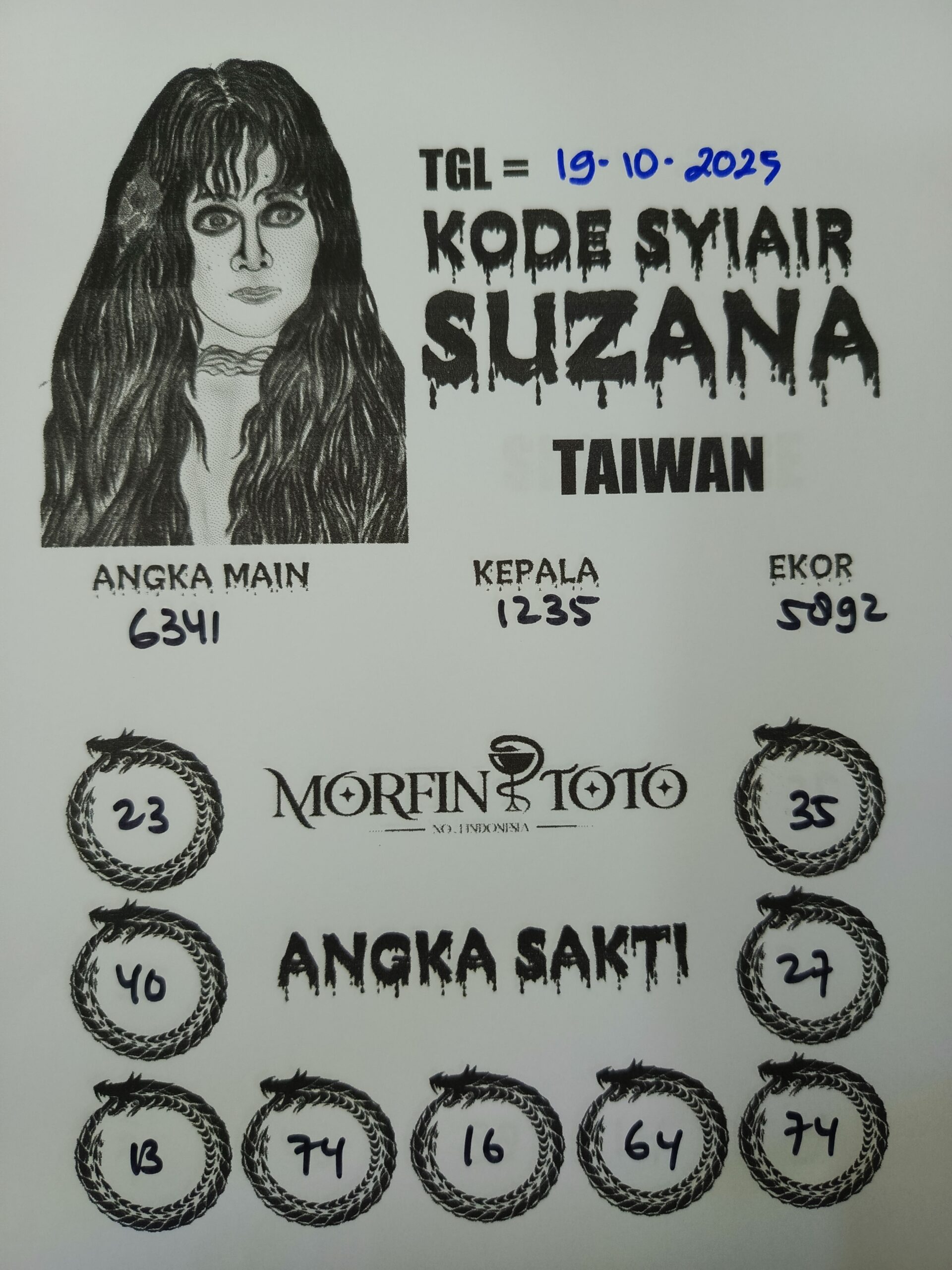 SYAIR TOGEL SUZANA  TAIWAN 19 OKTOBER 2025
