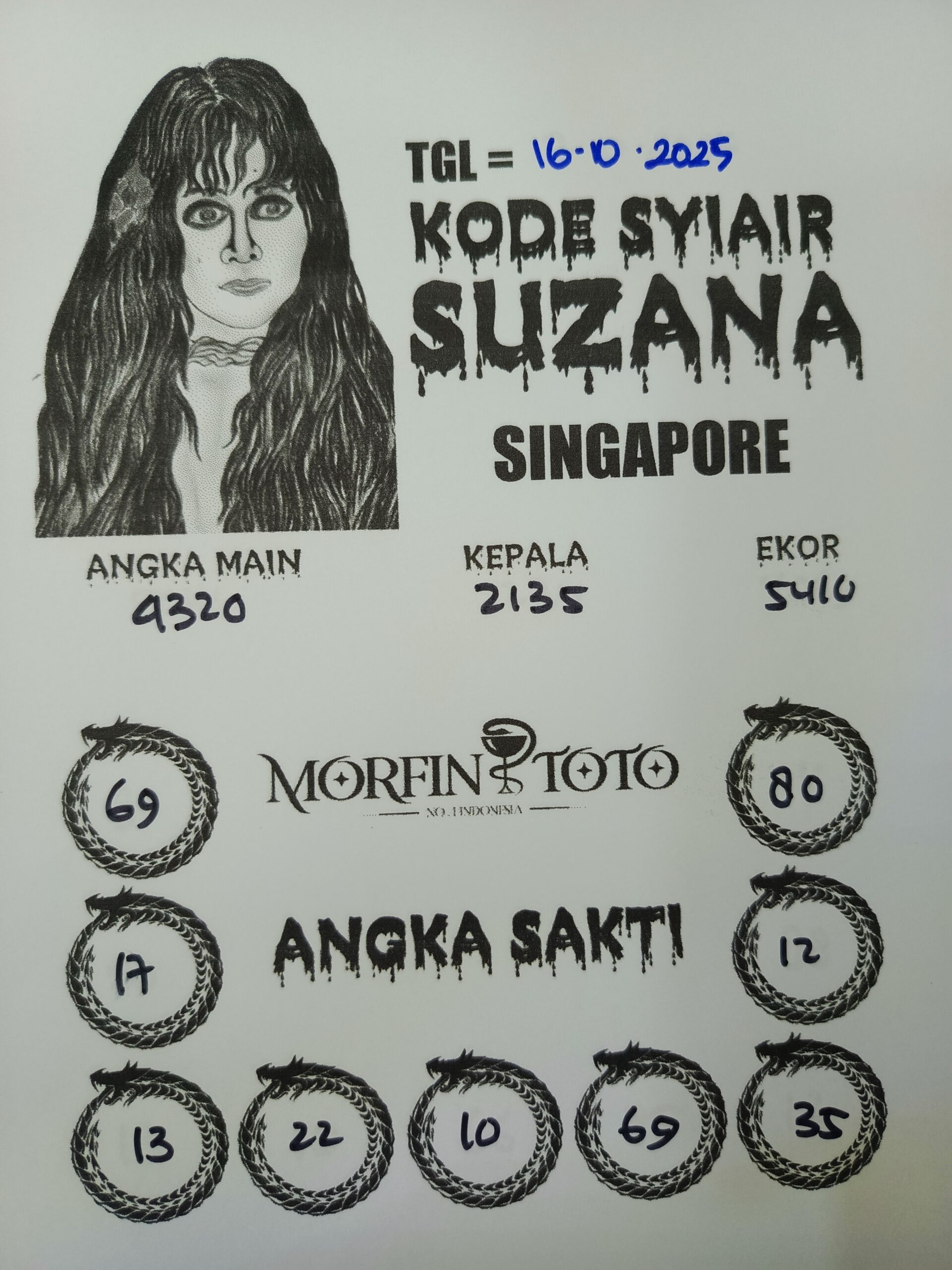 SYAIR TOGEL SUZANA  SINGAPORE 16 OKTOBER 2025