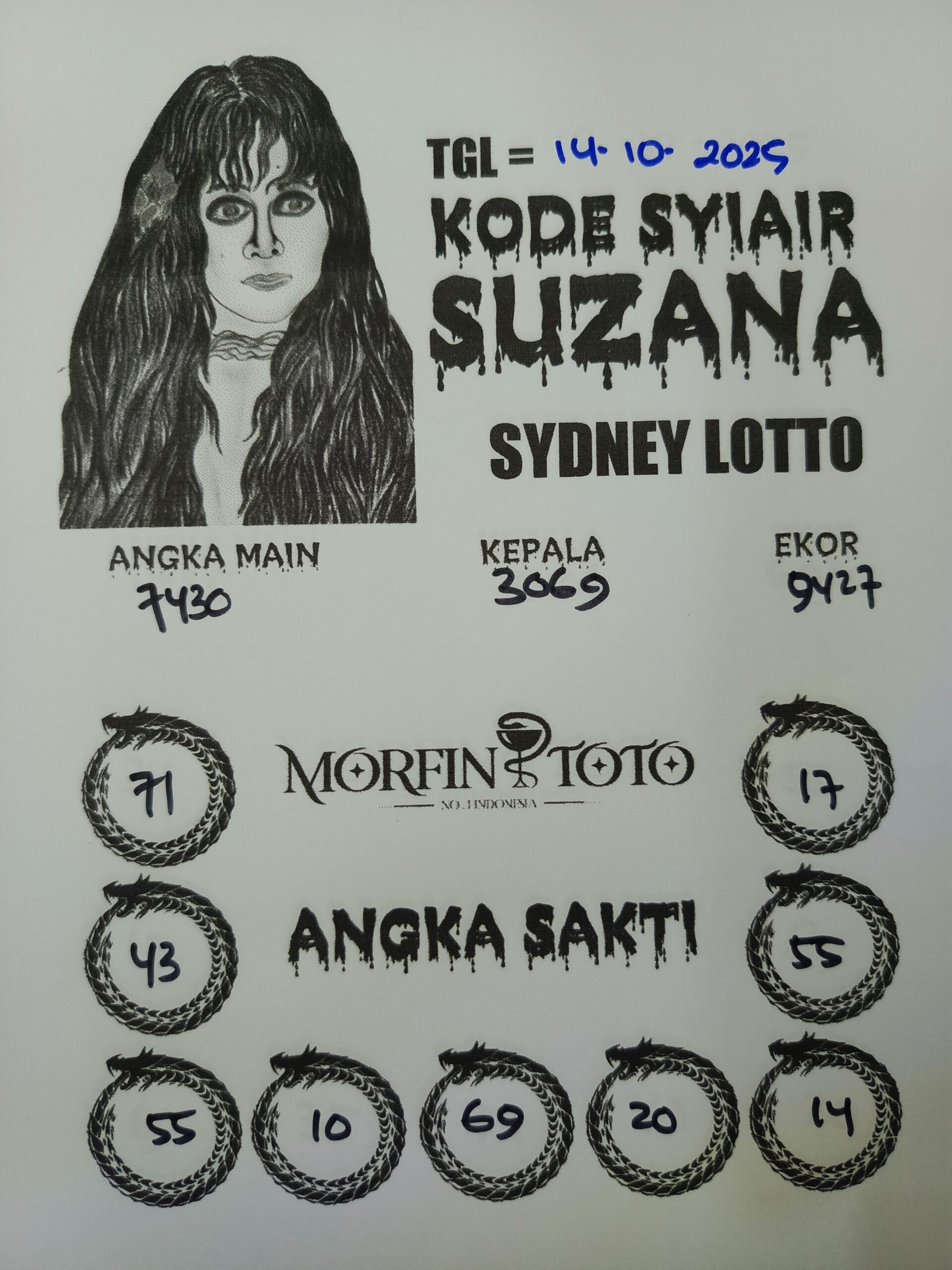 SYAIR TOGEL SUZANA  SYDNEY LOTTO 14 OKTOBER 2025