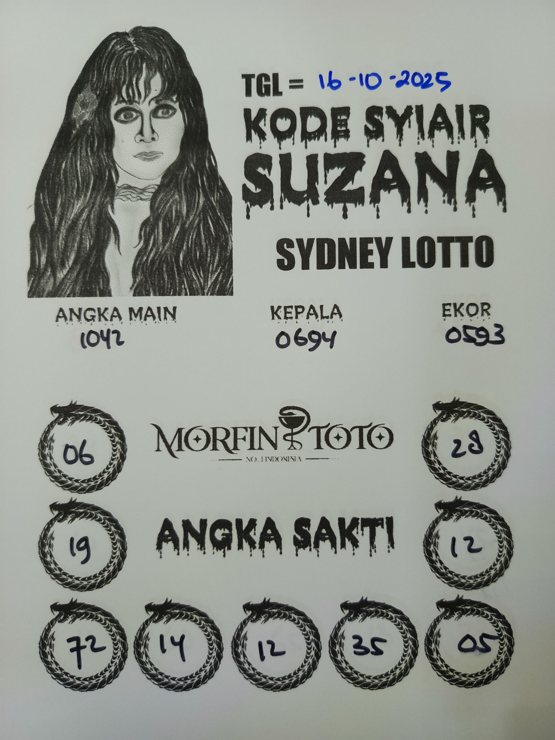SYAIR TOGEL SUZANA  SYDNEY LOTTO 16 OKTOBER 2025