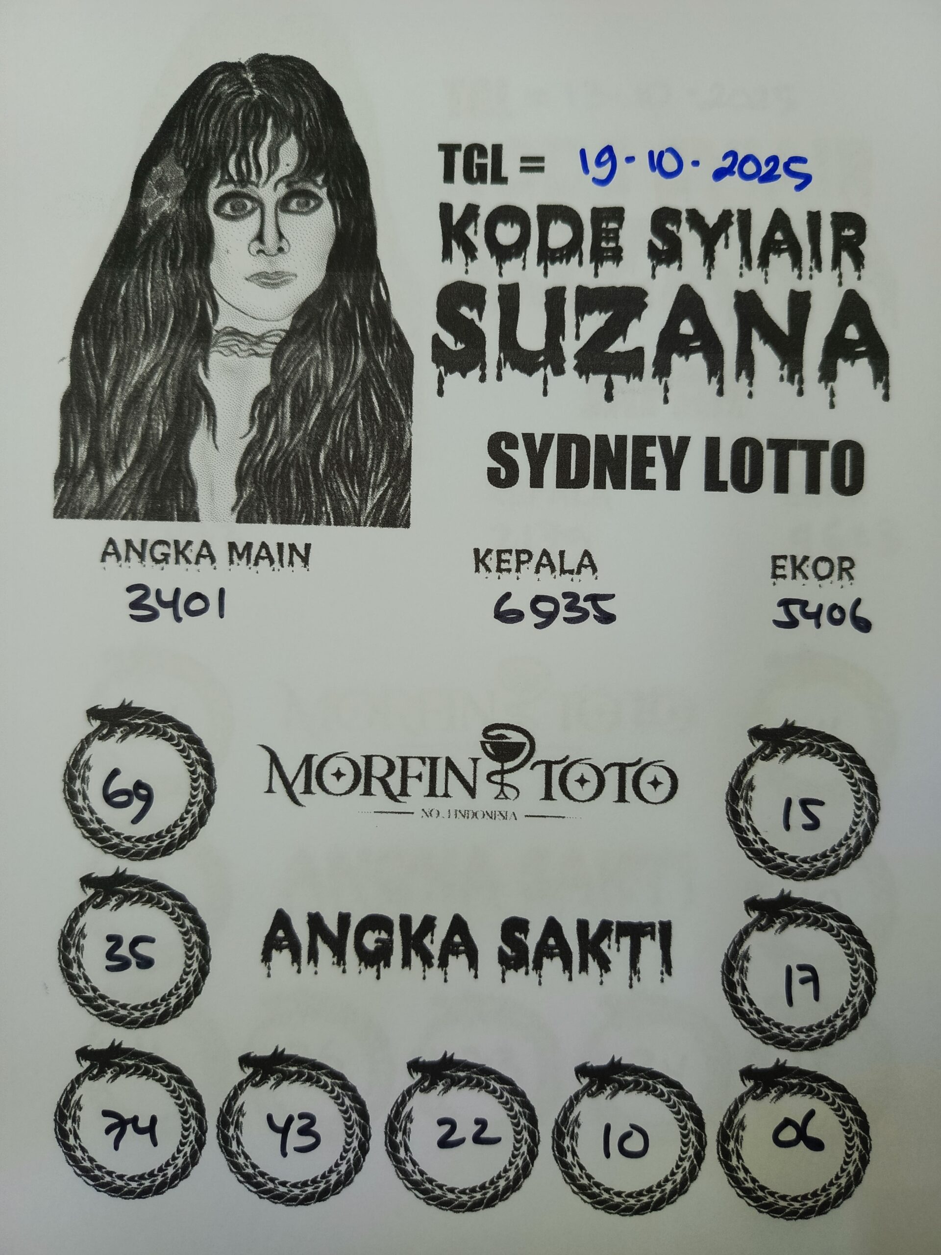 SYAIR TOGEL SUZANA  SYDNEY LOTTO 19 OKTOBER 2025