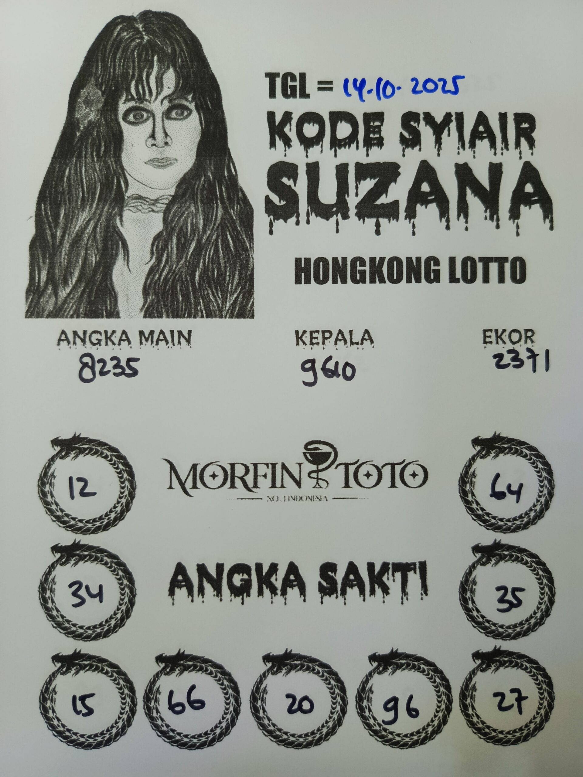 SYAIR TOGEL SUZANA  HONGKONG LOTTO 14 OKTOBER 2025
