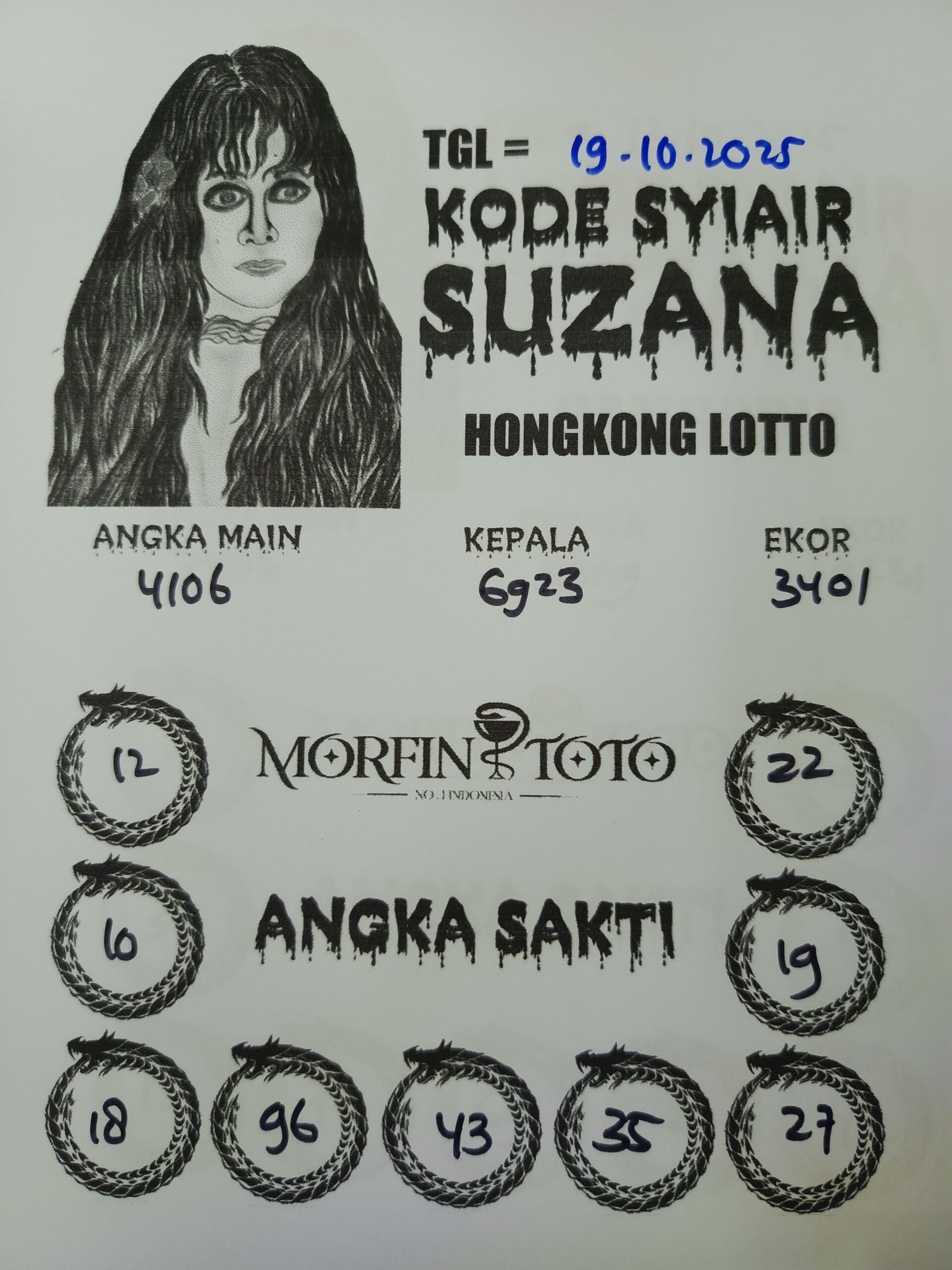 SYAIR TOGEL SUZANA  HONGKONG LOTTO 19 OKTOBER 2025