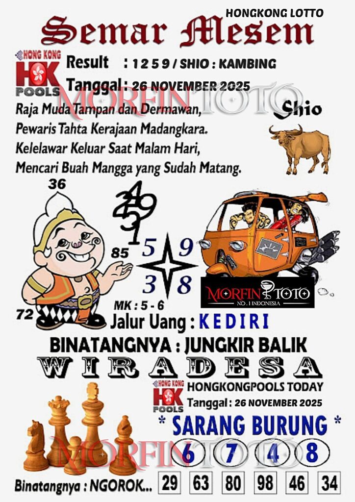 SYAIR TOGEL SEMAR MESEM  SHONGKONG LOTTO 26 NOVEMBER 2025