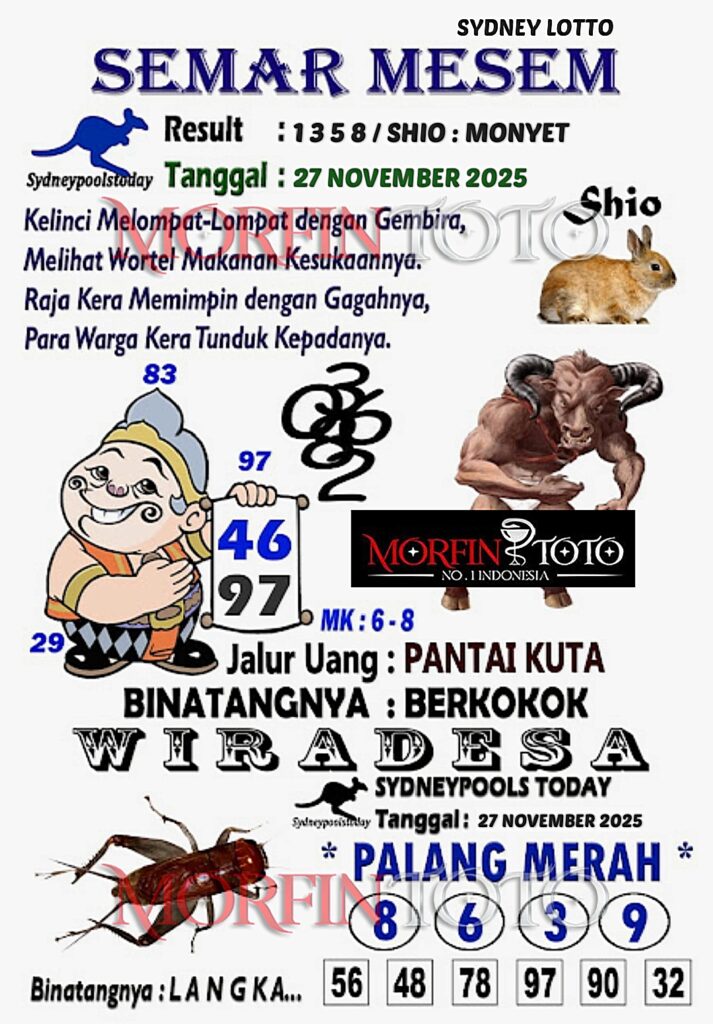 SYAIR TOGEL SEMAR MESEM  SYDNEY LOTTO   27  NOVEMBER 2025