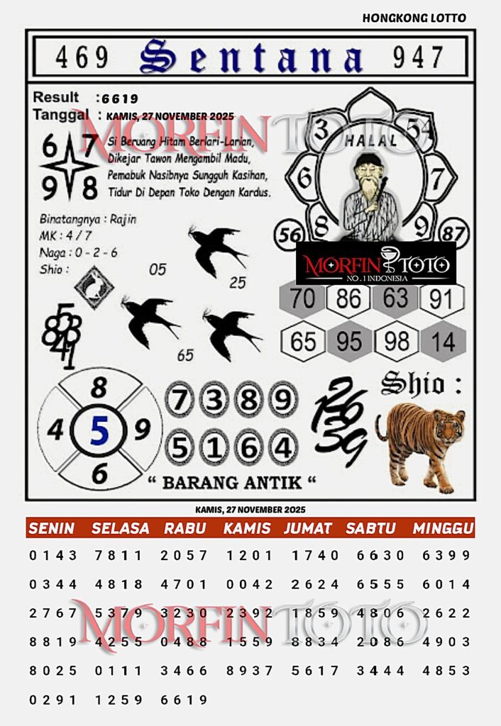 SYAIR TOGEL SENTANA   HONGKONG LOTTO   27  NOVEMBER 2025