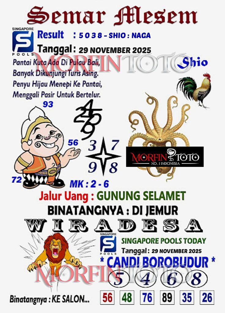 SYAIR TOGEL SEMAR MESEM SINGAPORE POOLS 29 NOVEMBER 2025