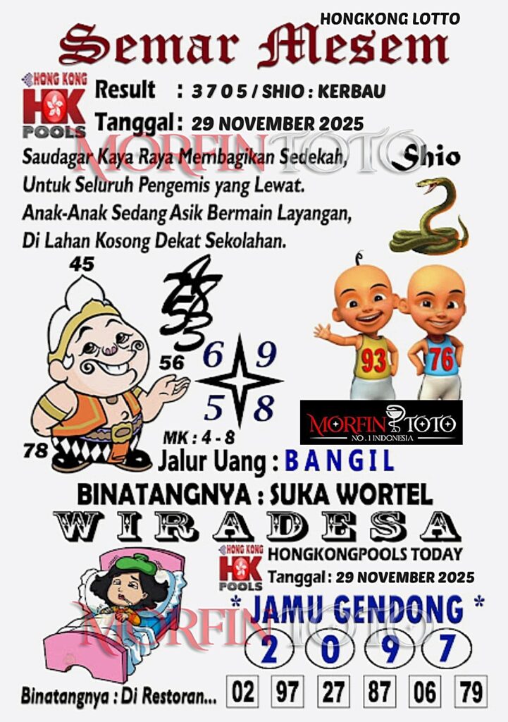 SYAIR TOGEL SEMAR MESEM HONGKONG LOTTO 29  NOVEMBER 2025