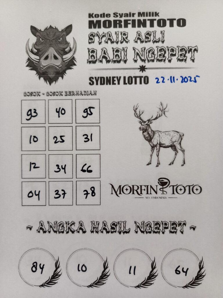 SYAIR TOGEL BABI NGEPET SYDNEY LOTTO  22   NOVEMBER 2025