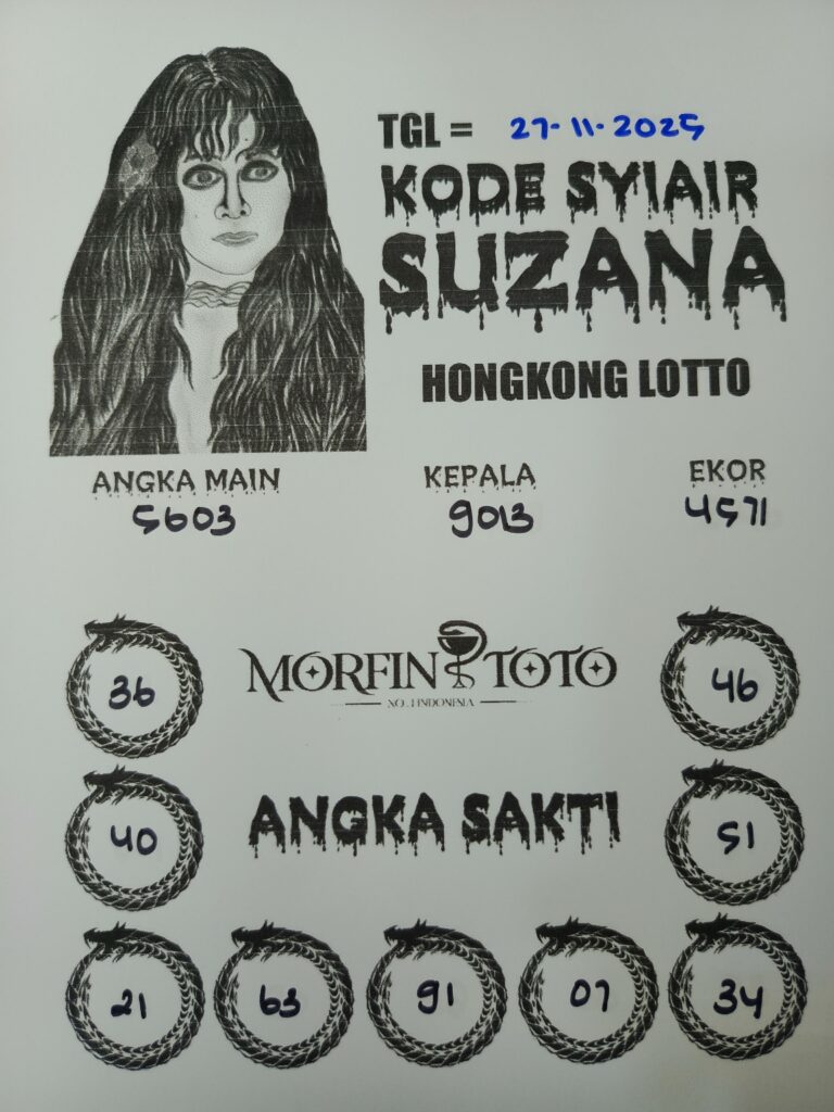 SYAIR TOGEL SUZANA  HONGKONG LOTTO    27  NOVEMBER 2025