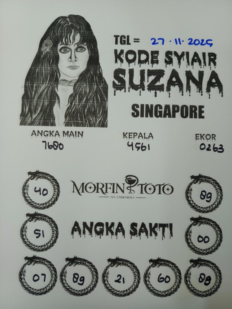 SYAIR TOGEL SUZANA SINGAPORE POOLS   27  NOVEMBER 2025