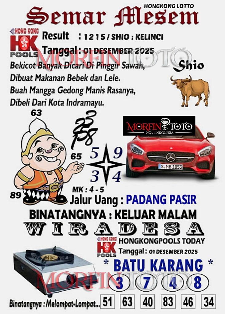 SYAIR TOGEL SEMAR MESEM HONGKONG LOTTO 01 DESEMBER 2025