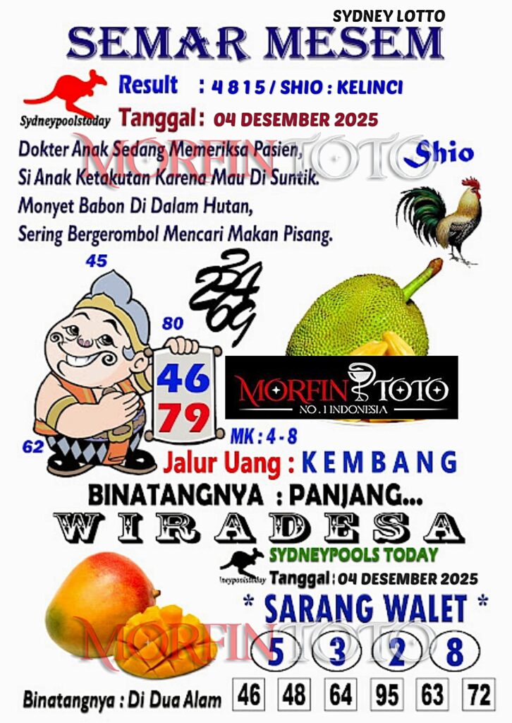 SYAIR TOGEL SEMAR MESEM SYDNEY LOTTO 04 DESEMBER 2025