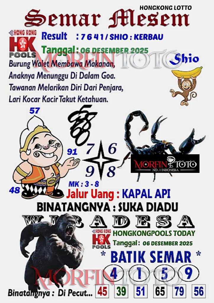 SYAIR TOGEL SEMAR MESEM  HONGKONG LOTTO 06 DESEMBER 2025