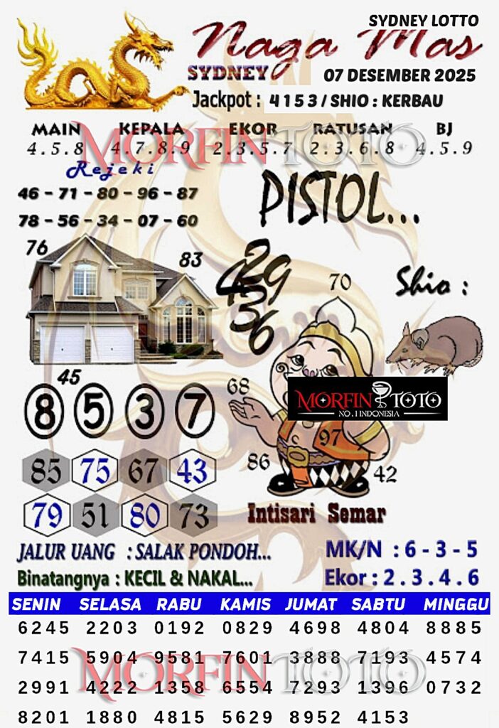 SYAIR TOGEL NAGA MAS SYDNEY LOTTO 07 DESEMBER 2025