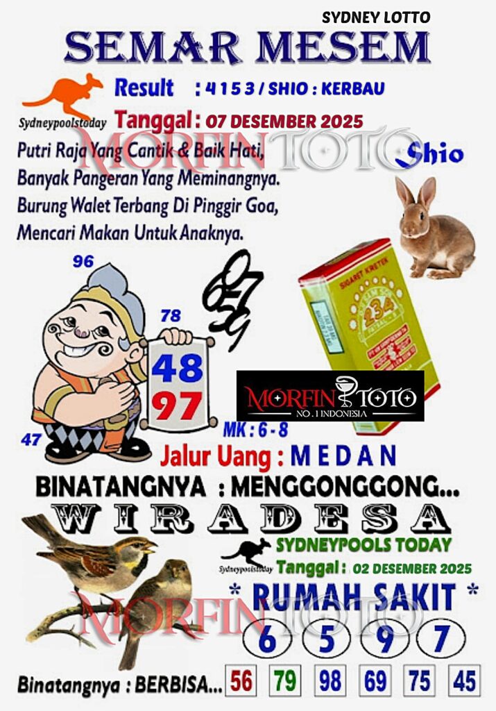 SYAIR TOGEL NAGA MAS SYDNEY LOTTO 07 DESEMBER 2025