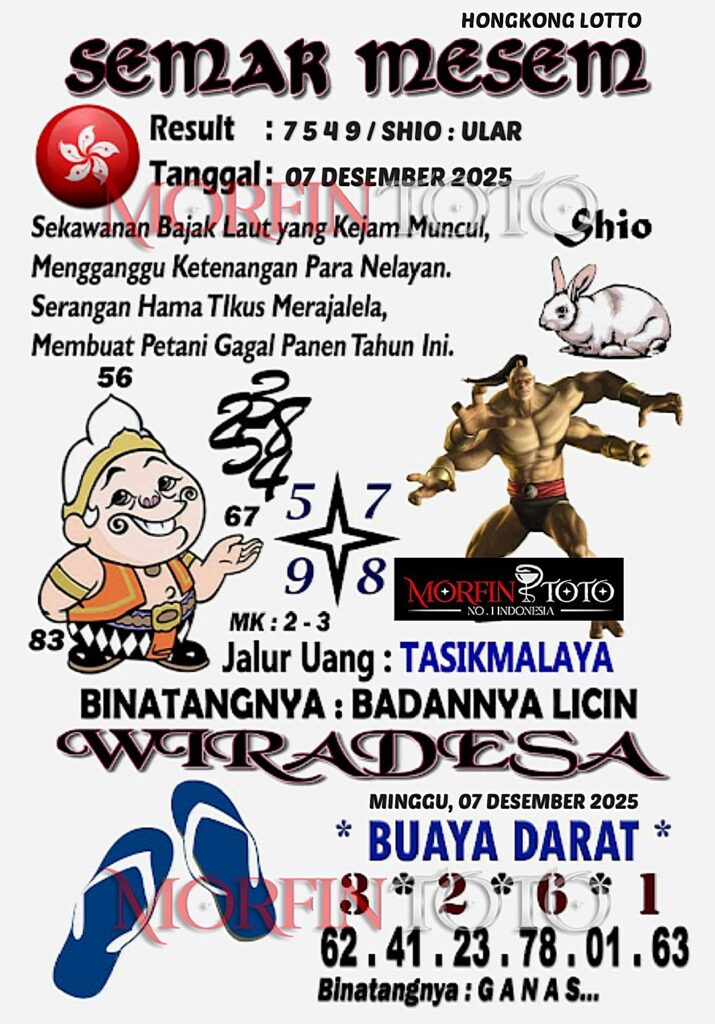 SYAIR TOGEL SEMAR MESEM  HONGKONG LOTTO 07 DESEMBER 2025